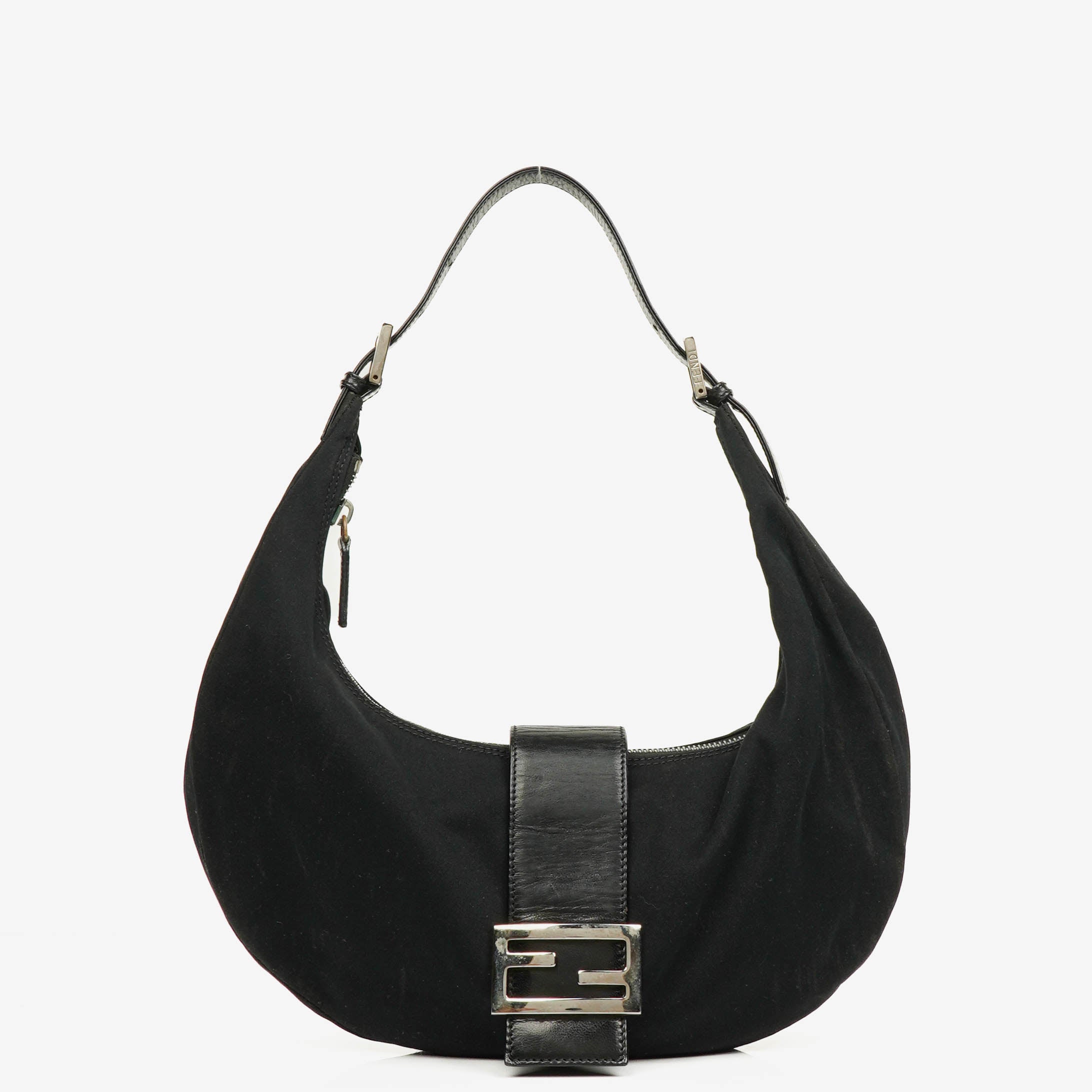 Fendi Vintage Neoprene Black Croissant Half-Moon Hobo Bag