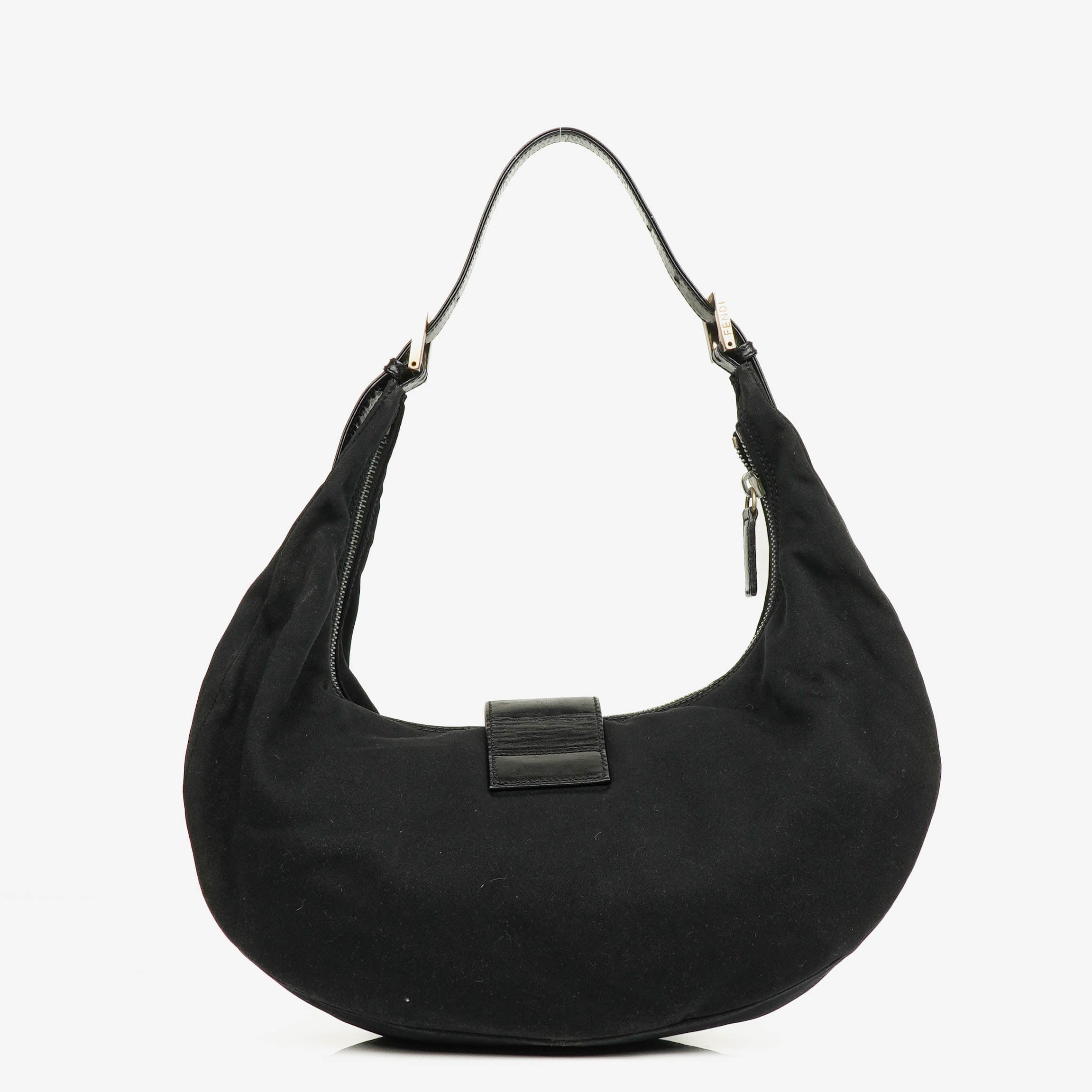 Fendi Vintage Neoprene Black Croissant Half-Moon Hobo Bag