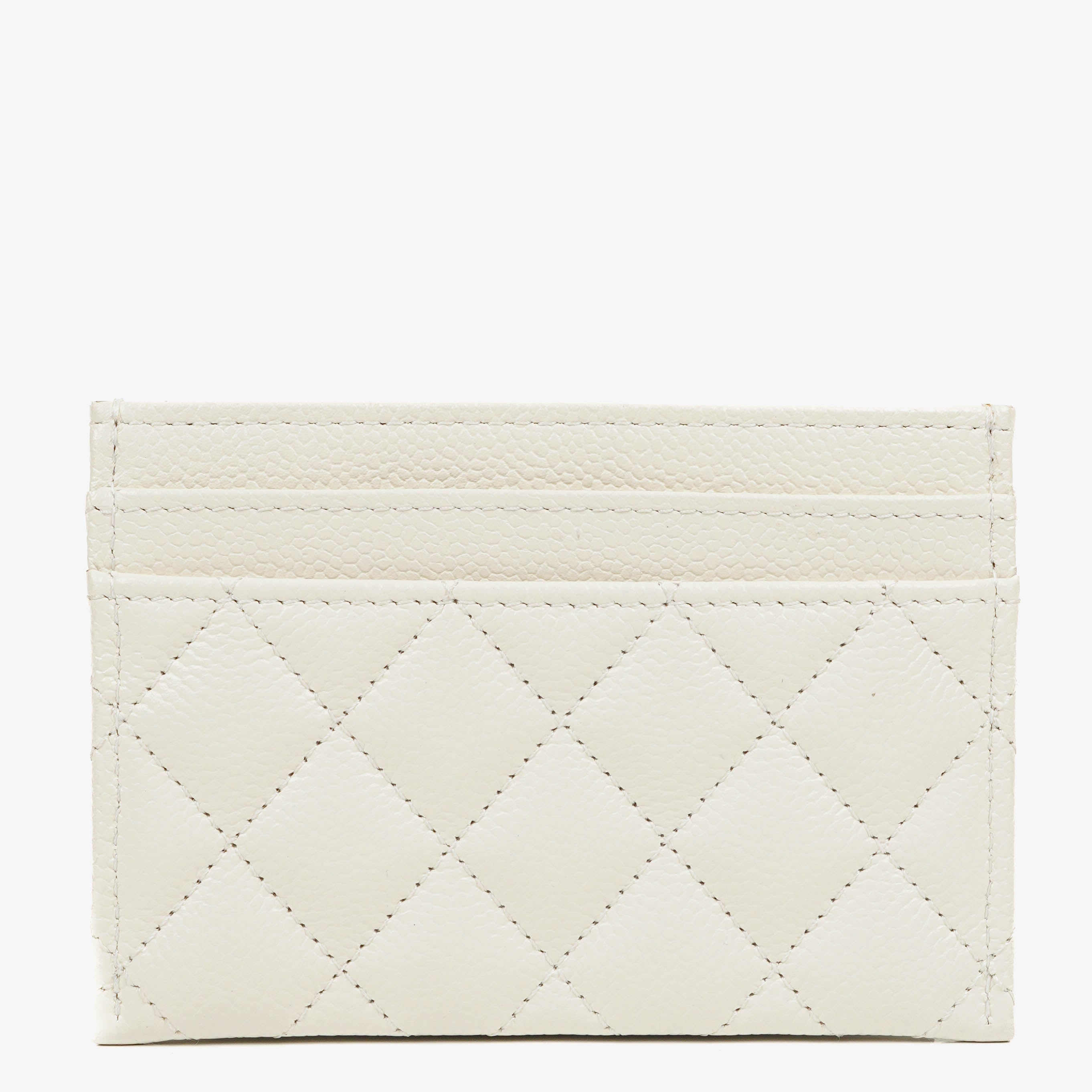 Chanel Boy White Caviar Quilted Card Holder