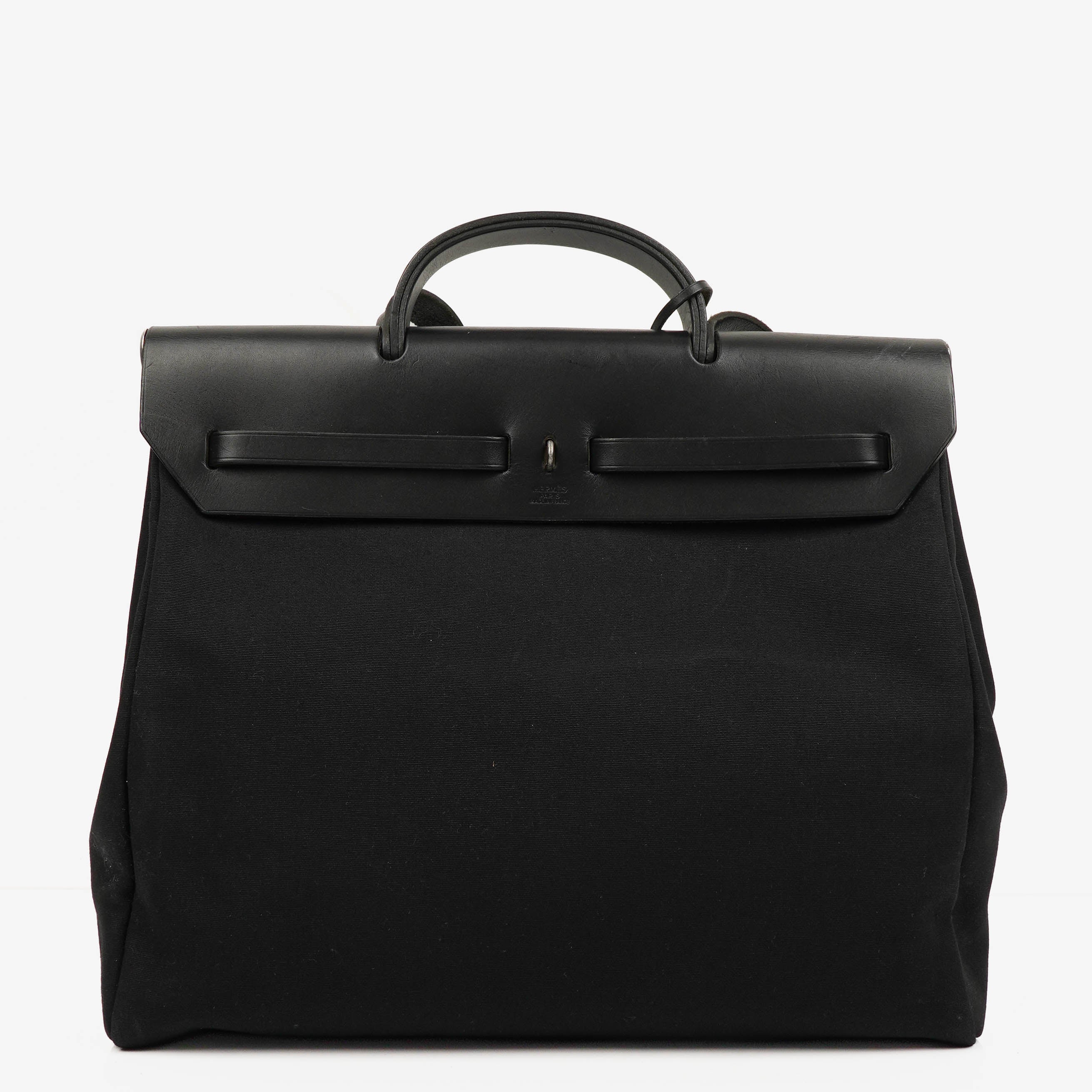 Hermes Herbag Canvas Vache Hunter Black 2 In 1 Bag