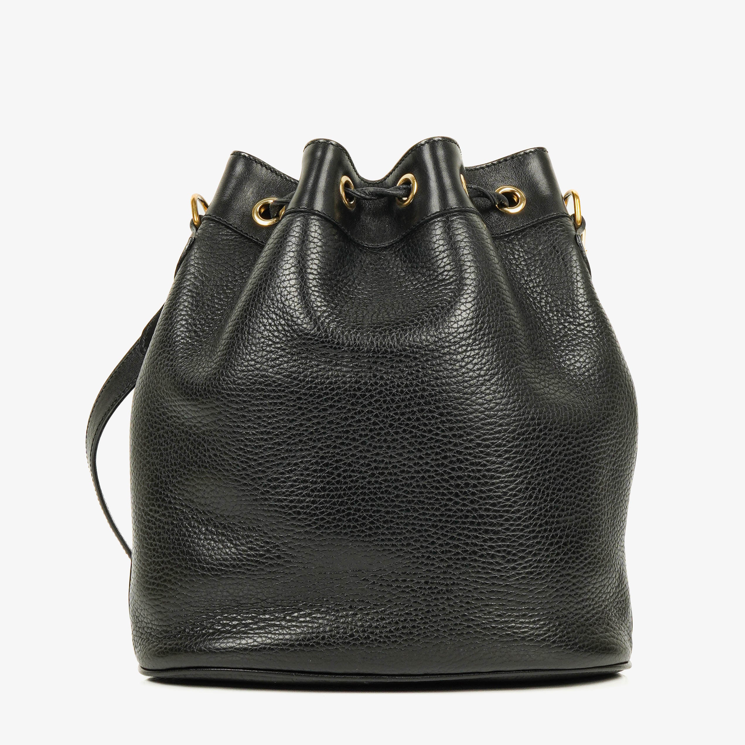 Gucci Interlocking Black Leather Bucket Bag