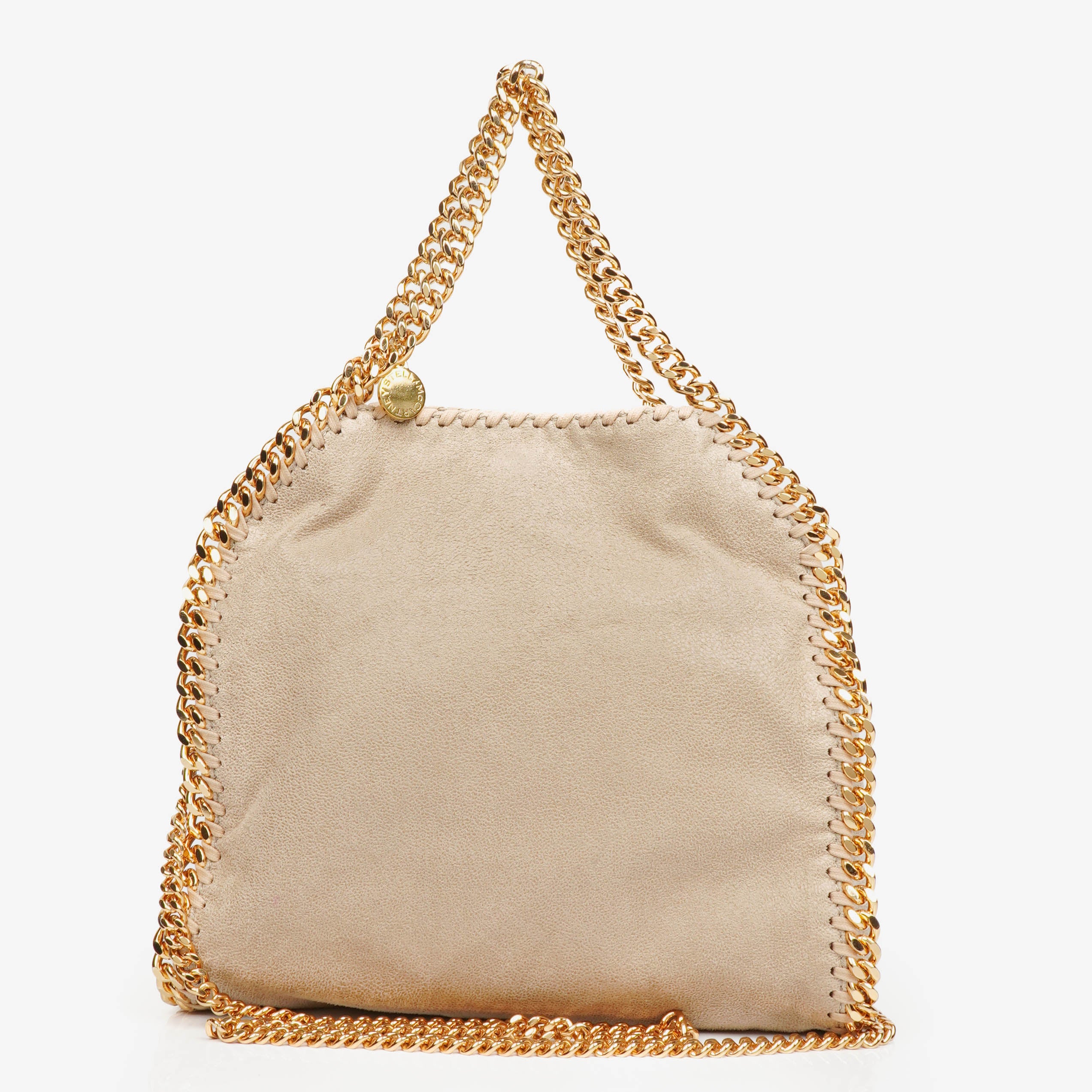 Stella McCartney Falabella Mini Tote Beige Vegan Shaggy Deer Fold Over Bag