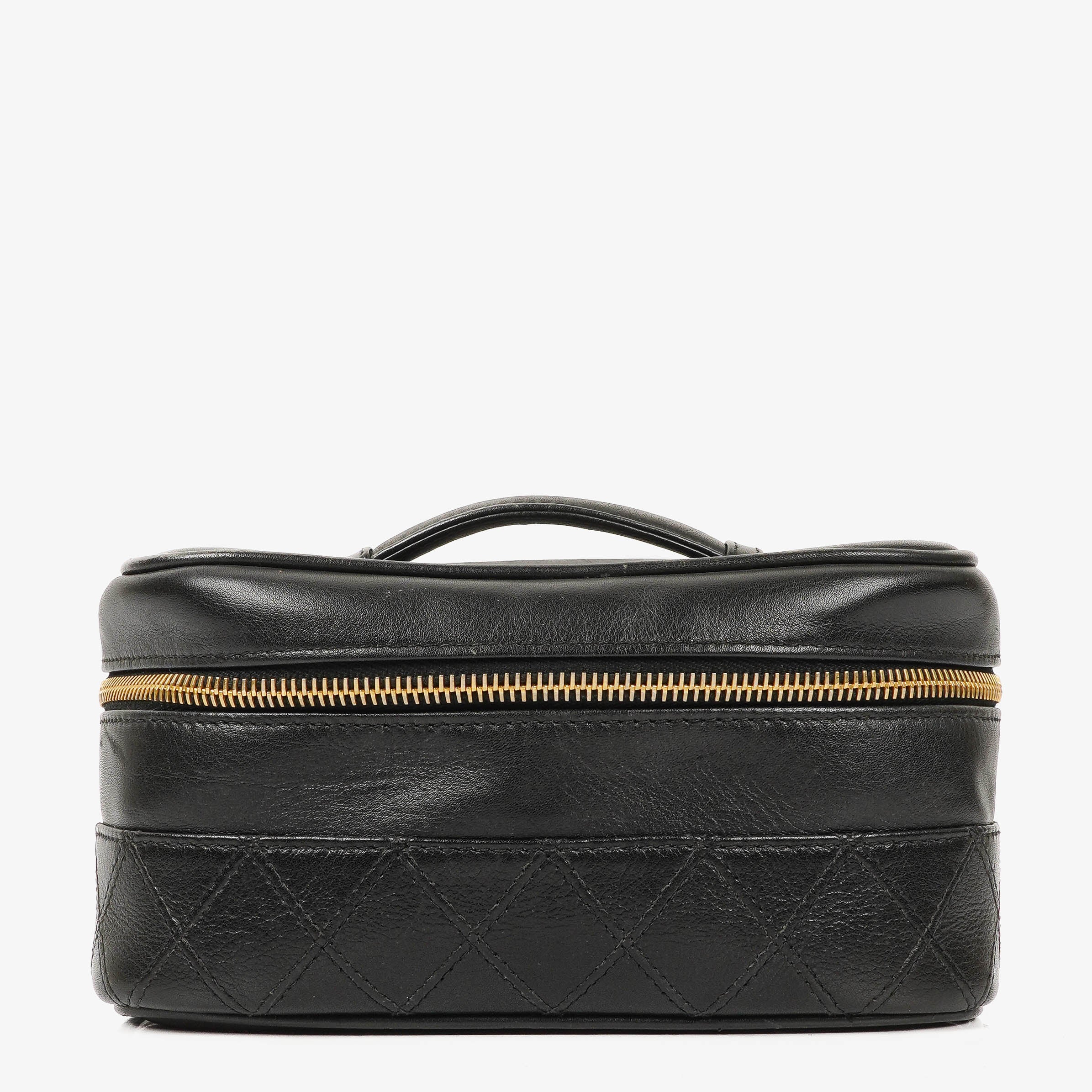 Chanel Black Quilted Leather Vanity Case