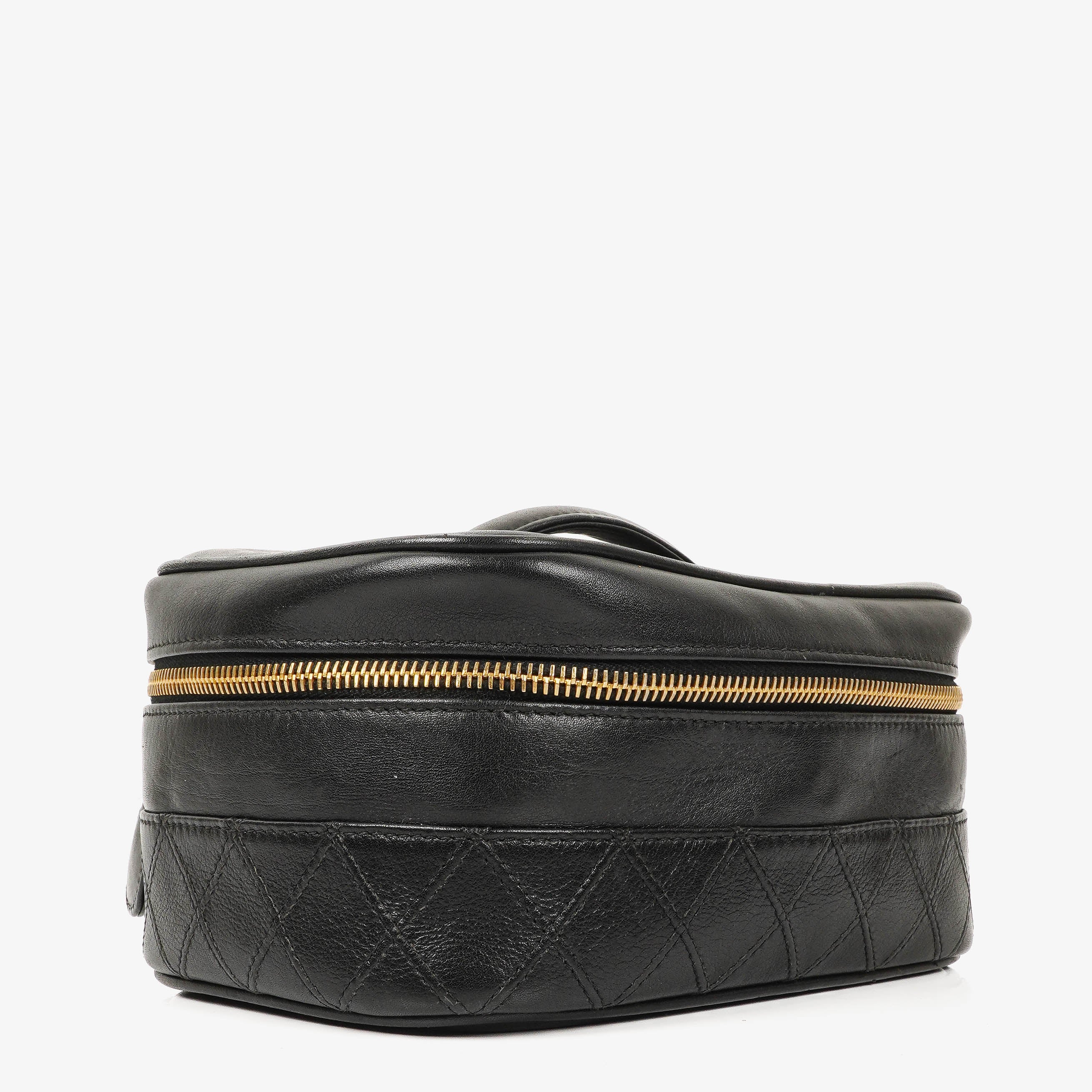 Chanel Black Quilted Leather Vanity Case