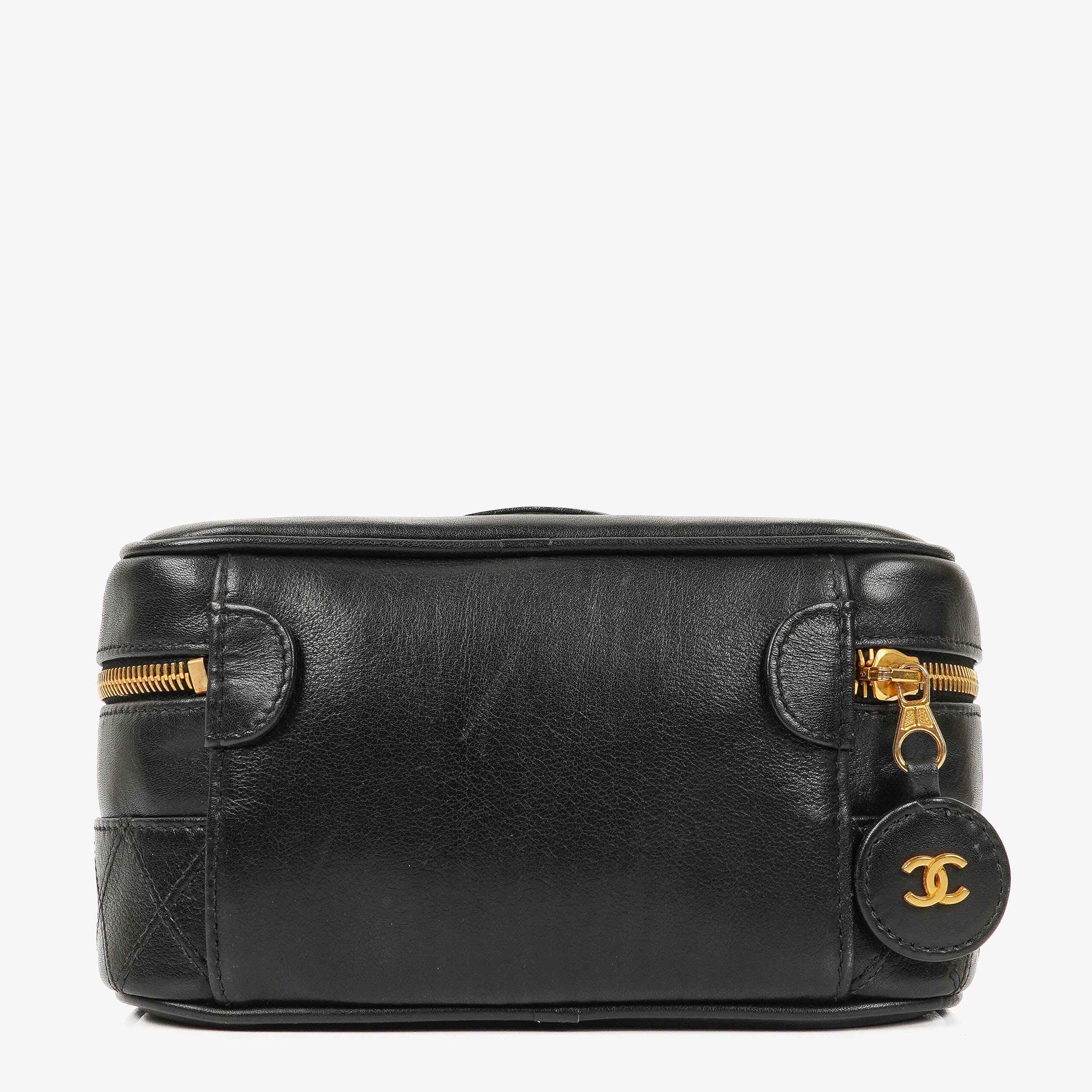 Chanel Black Quilted Leather Vanity Case