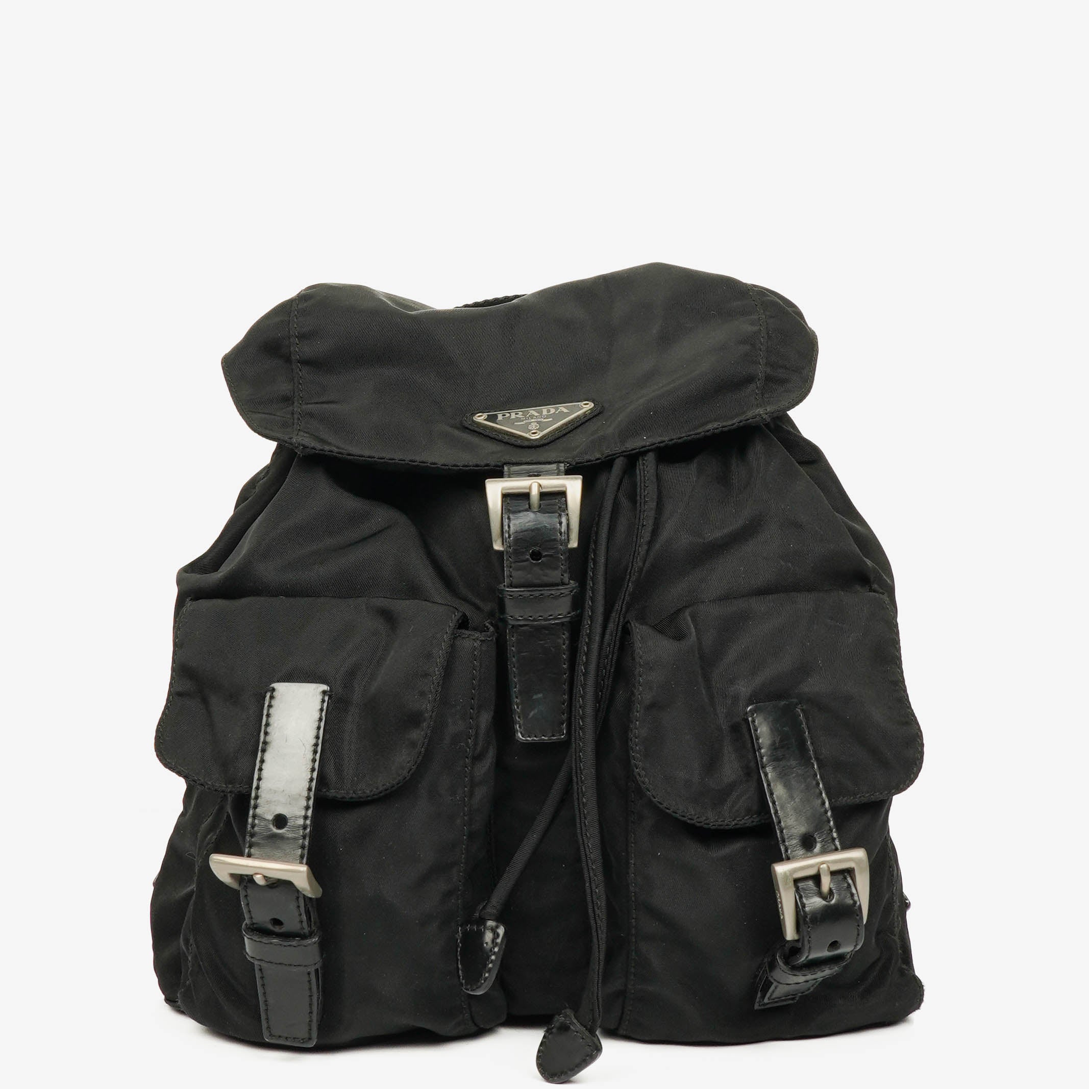 Prada Tessuto Nylon Twin Pockets Drawstring Backpack