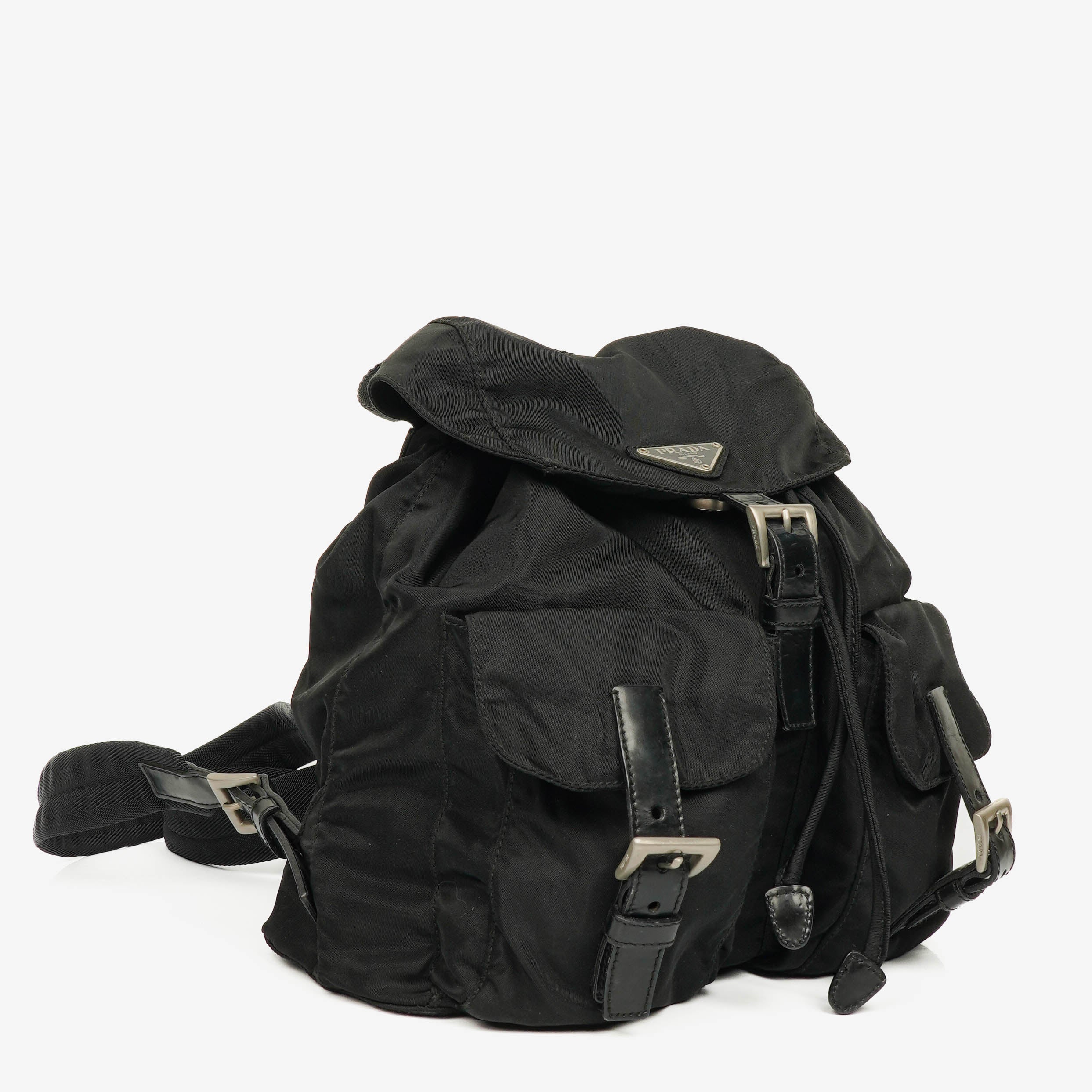 Prada Tessuto Nylon Twin Pockets Drawstring Backpack