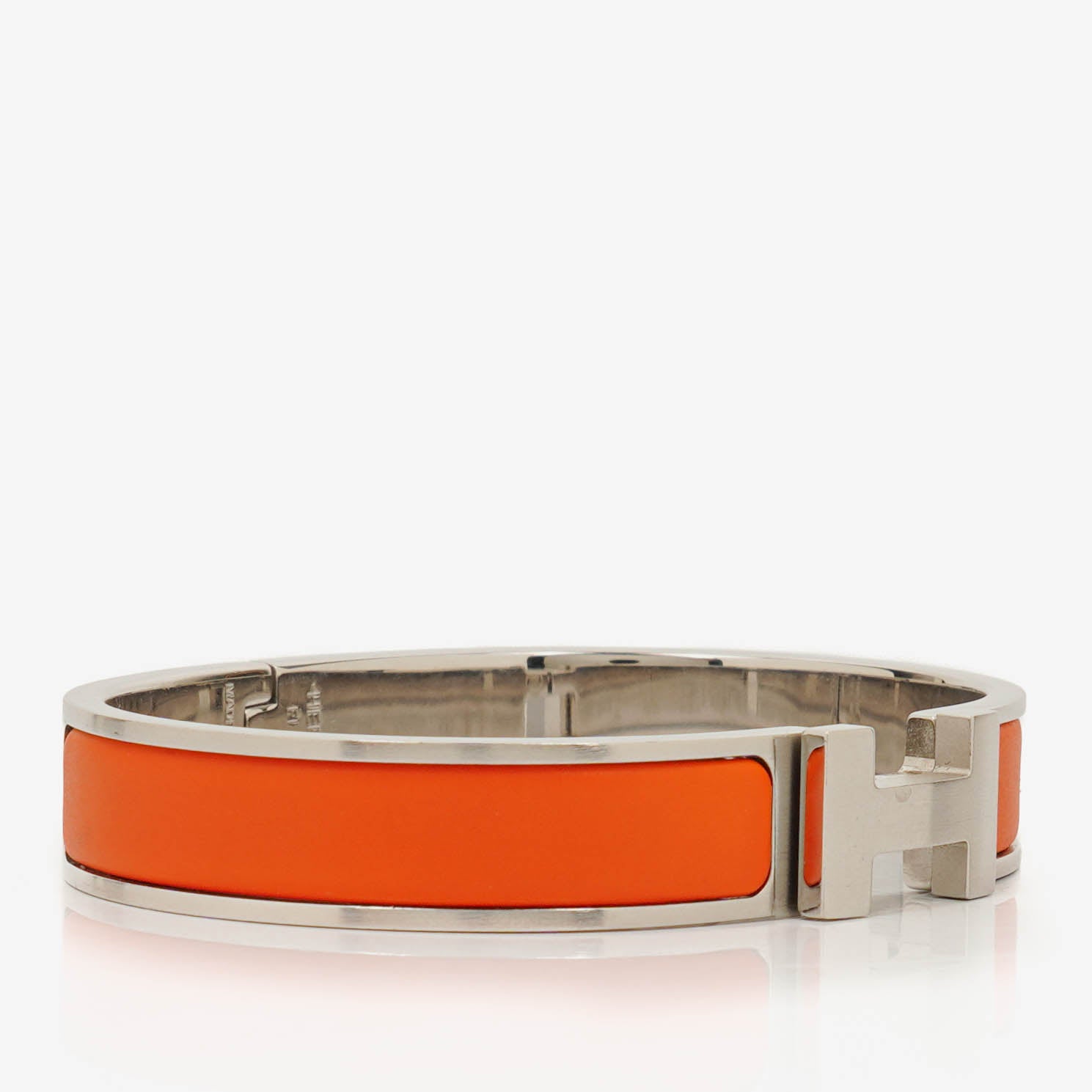 Hermes Orange Enamel Clic H Bracelet