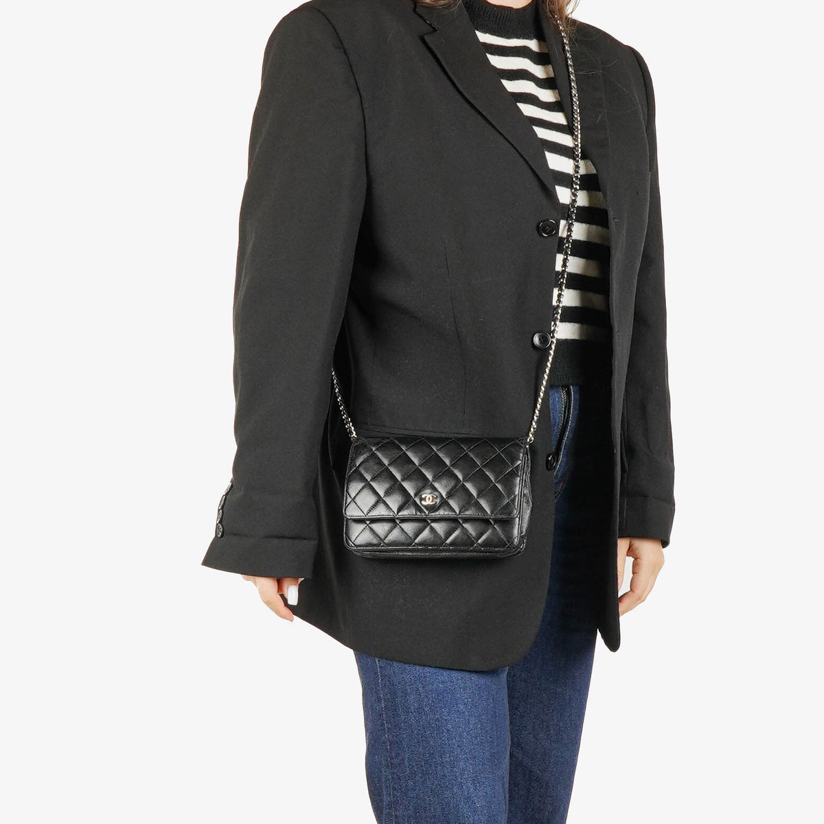 Chanel Black Leather Wallet on Chain WOC