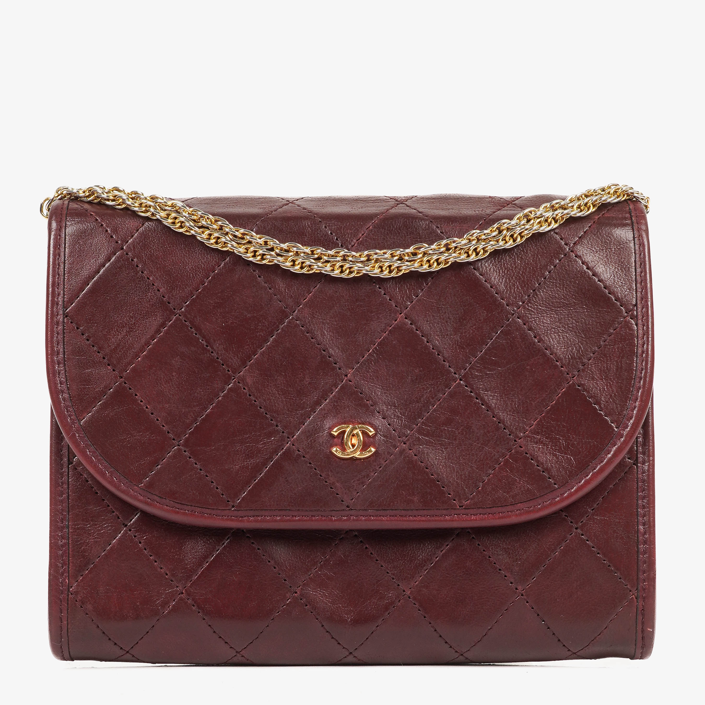Chanel Mini Flap Bag Burgundy Quilted Lambskin With 24K Gold-Plated Hardware