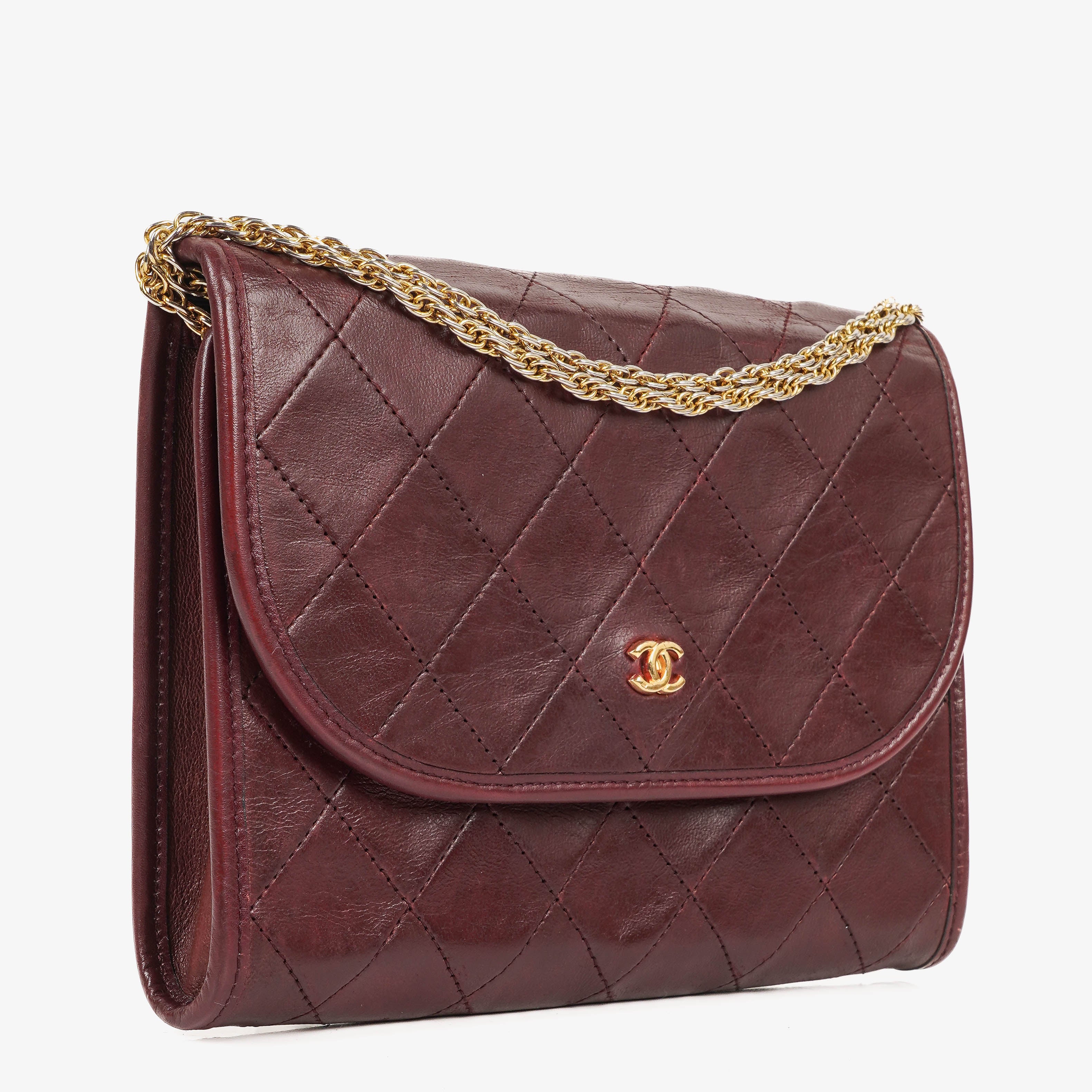 Chanel Mini Flap Bag Burgundy Quilted Lambskin With 24K Gold-Plated Hardware