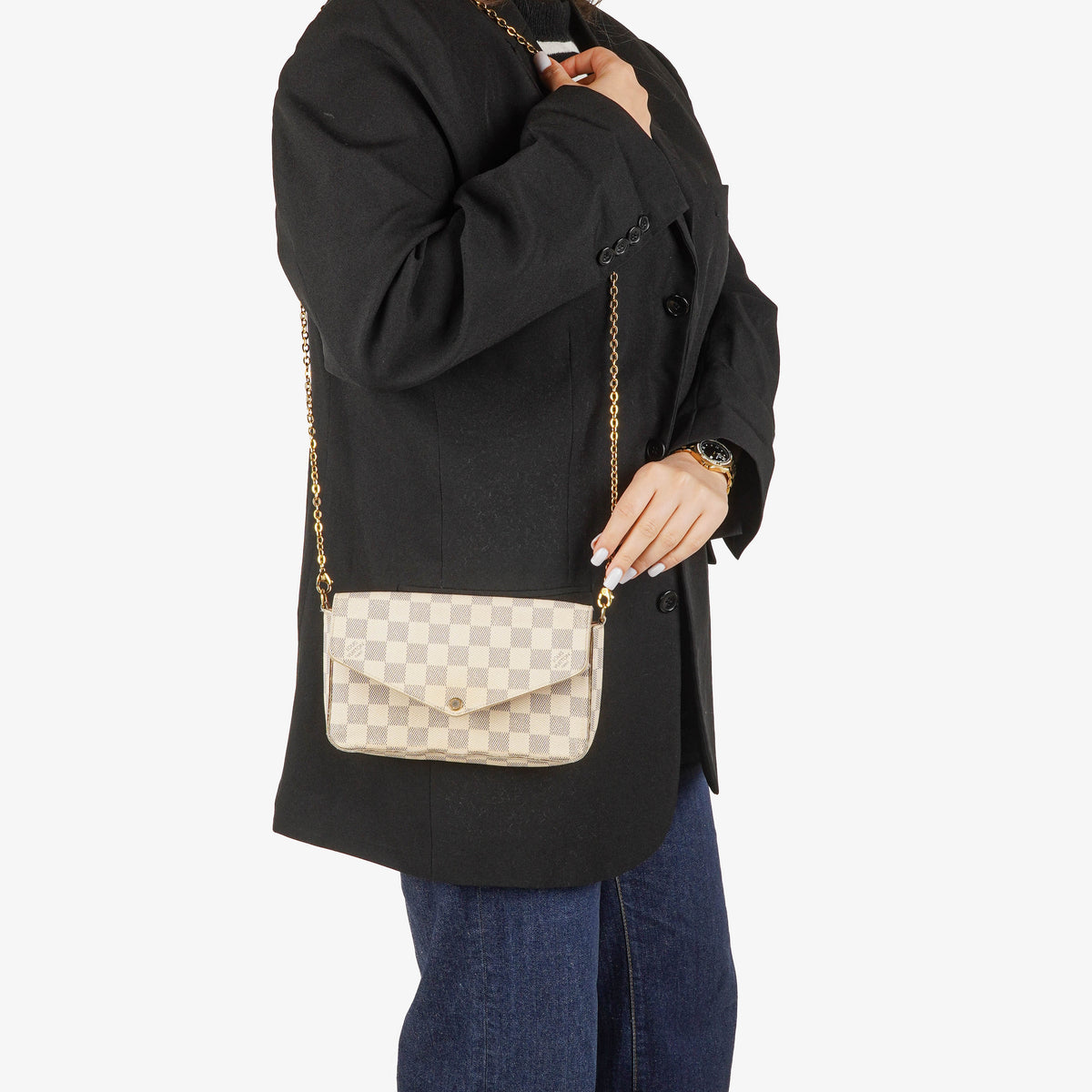 Louis Vuitton Felicie Pochette Damier Azur Canvas Bag