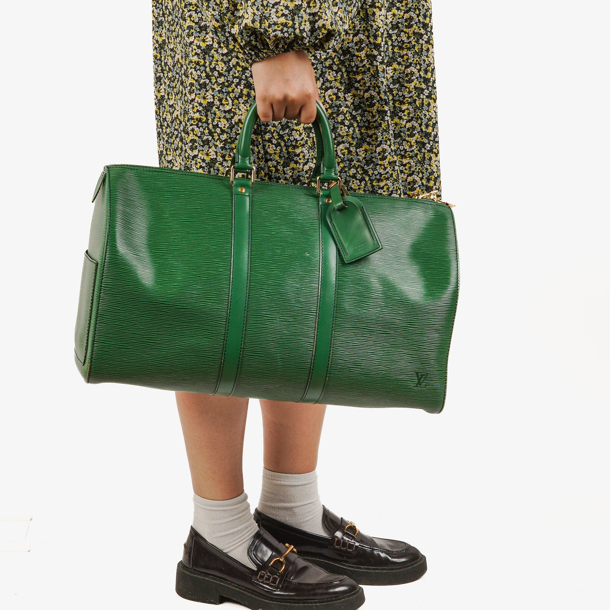 Louis Vuitton Keepall 45 Green EPI Leather Travel Bag