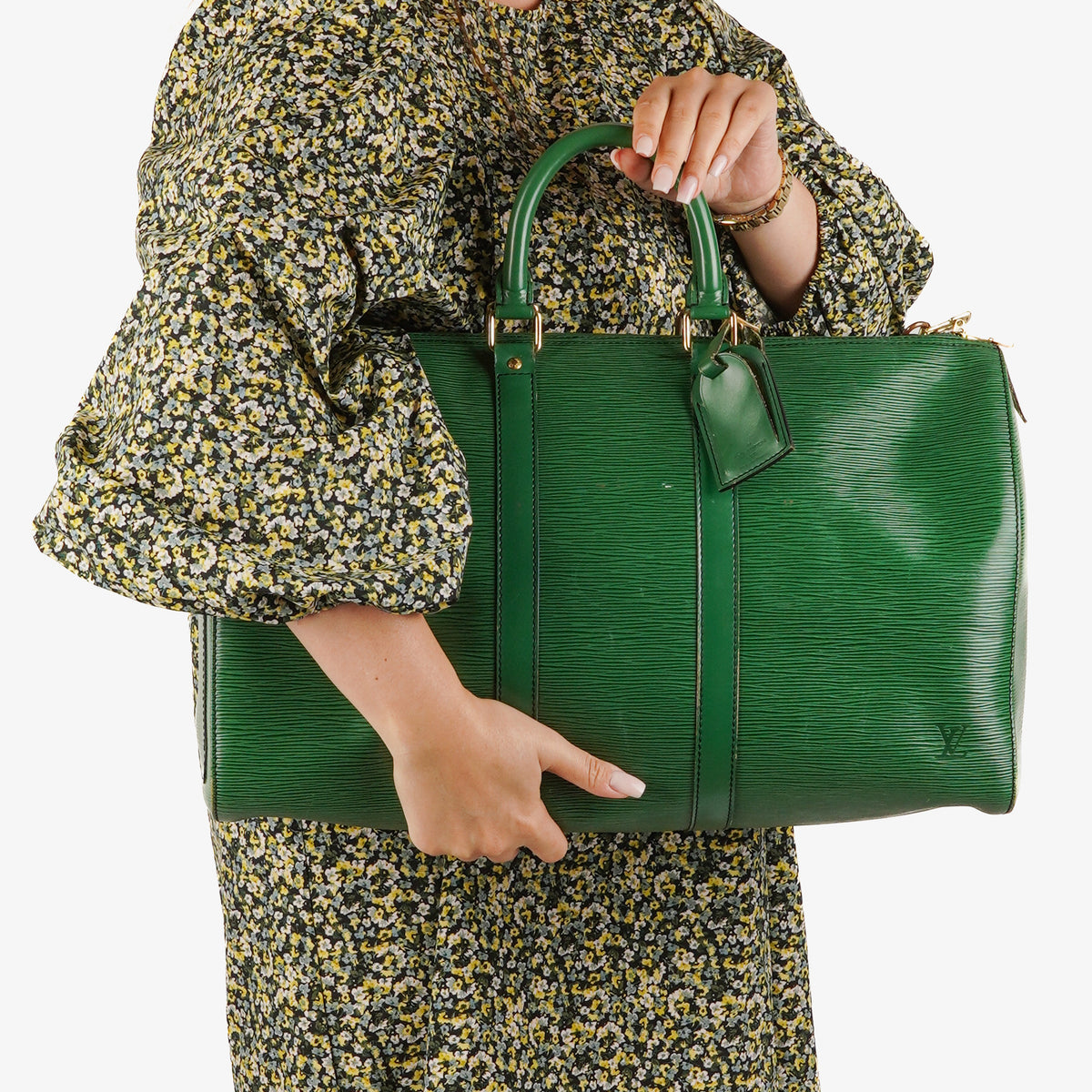 Louis Vuitton Keepall 45 Green EPI Leather Travel Bag