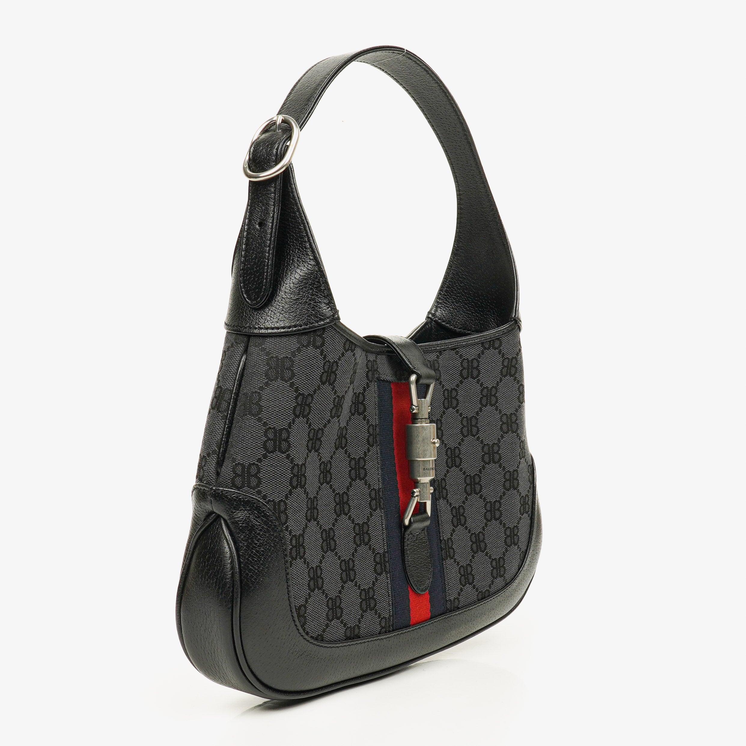 Balenciaga x Gucci Black/Grey Canvas/Leather The Hacker Project 1961 Small Jackie Bag