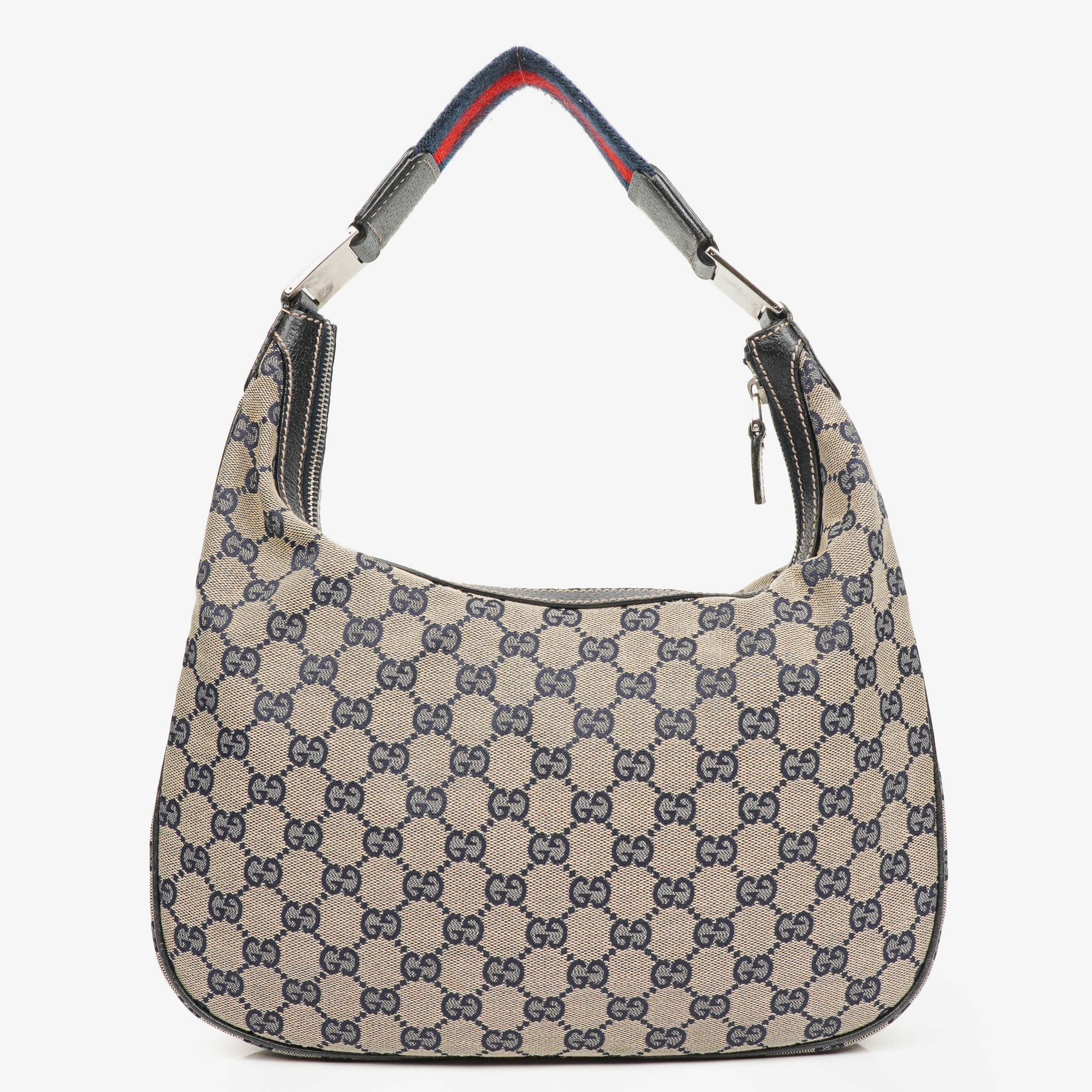 Gucci Monogram Canvas Beige/Navy Medium Pop Hobo Bag