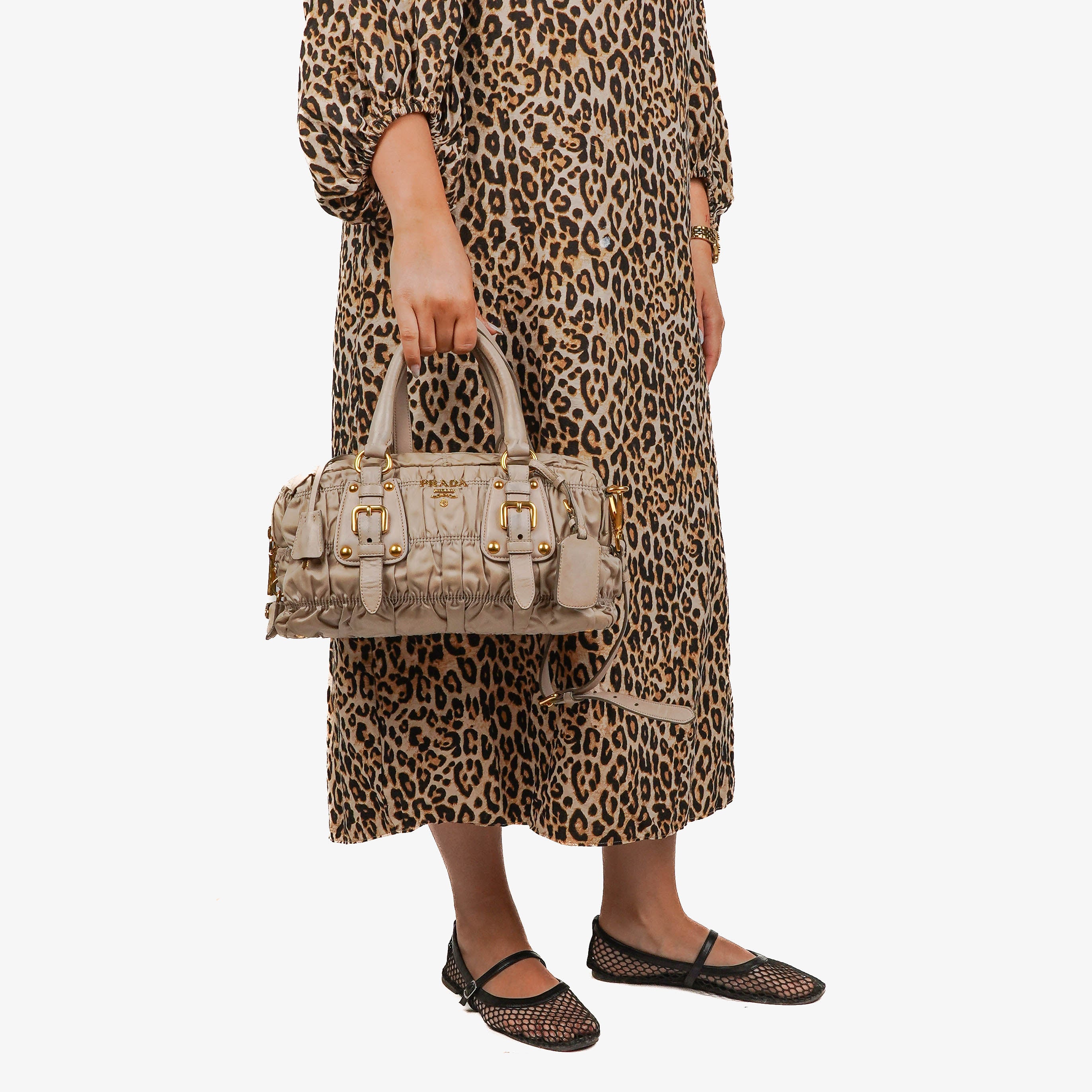 Prada Tessuto Gaufre Beige Shoulder Bag