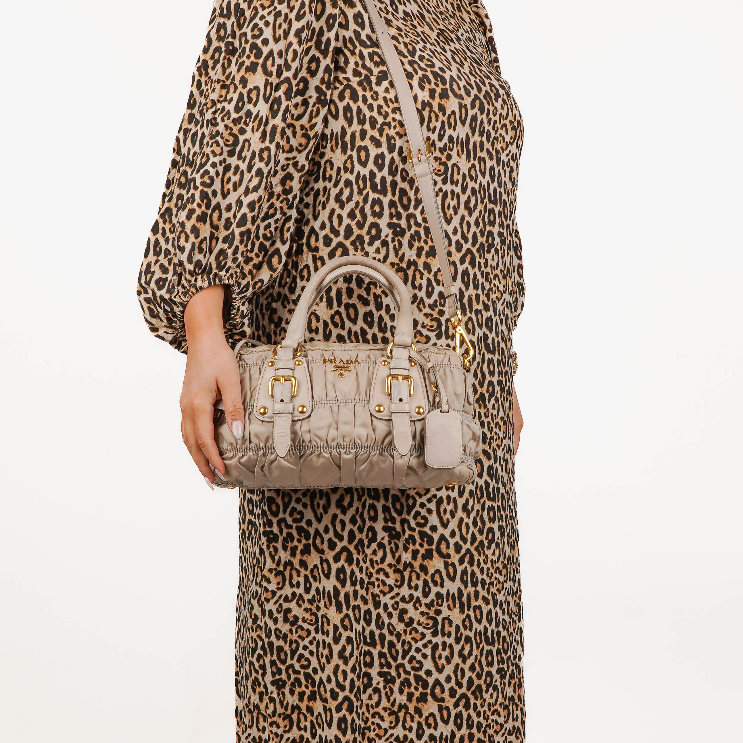 Prada Tessuto Gaufre Beige Shoulder Bag