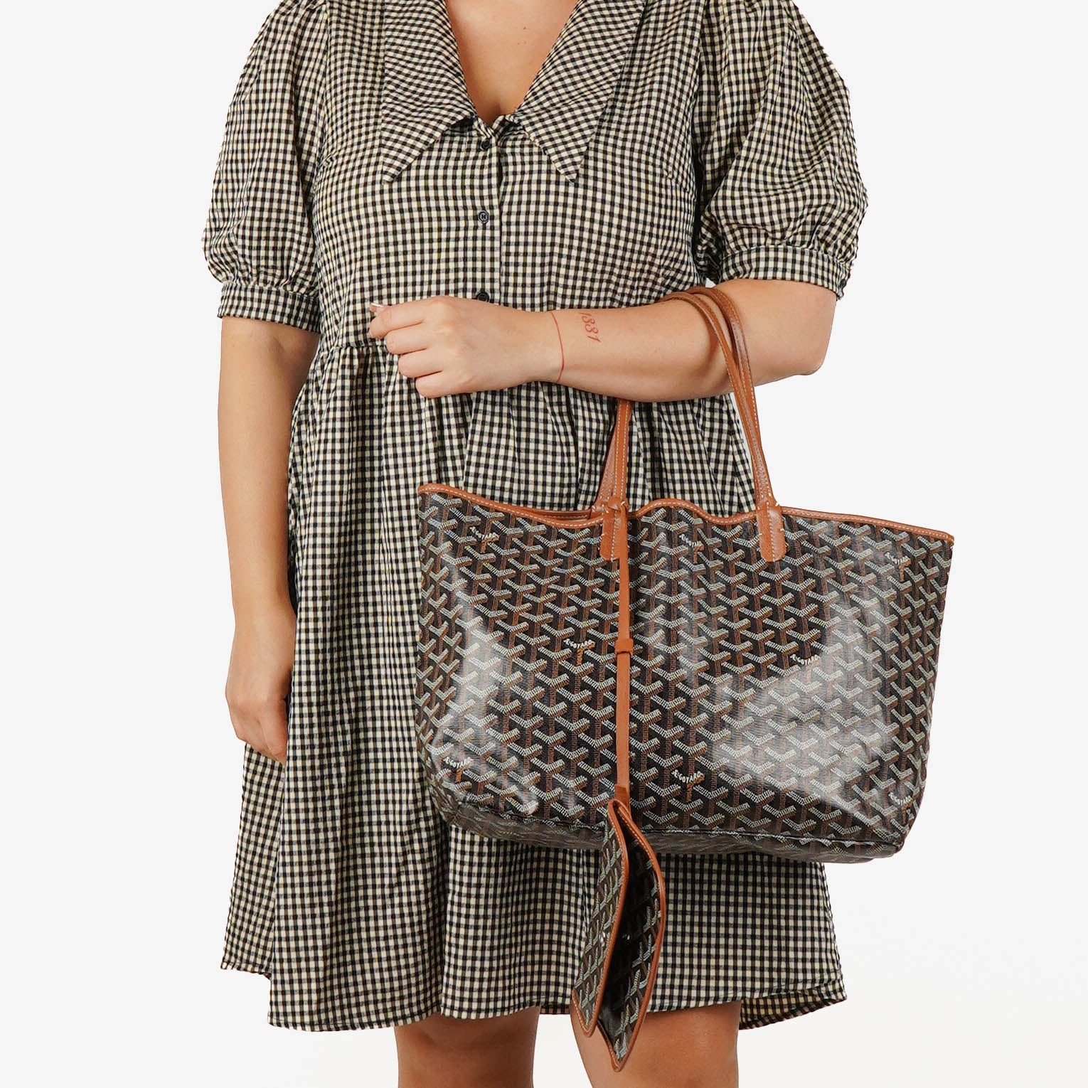 Goyard Saint Louis Black Chevron Print Coated Canvas Tote Bag