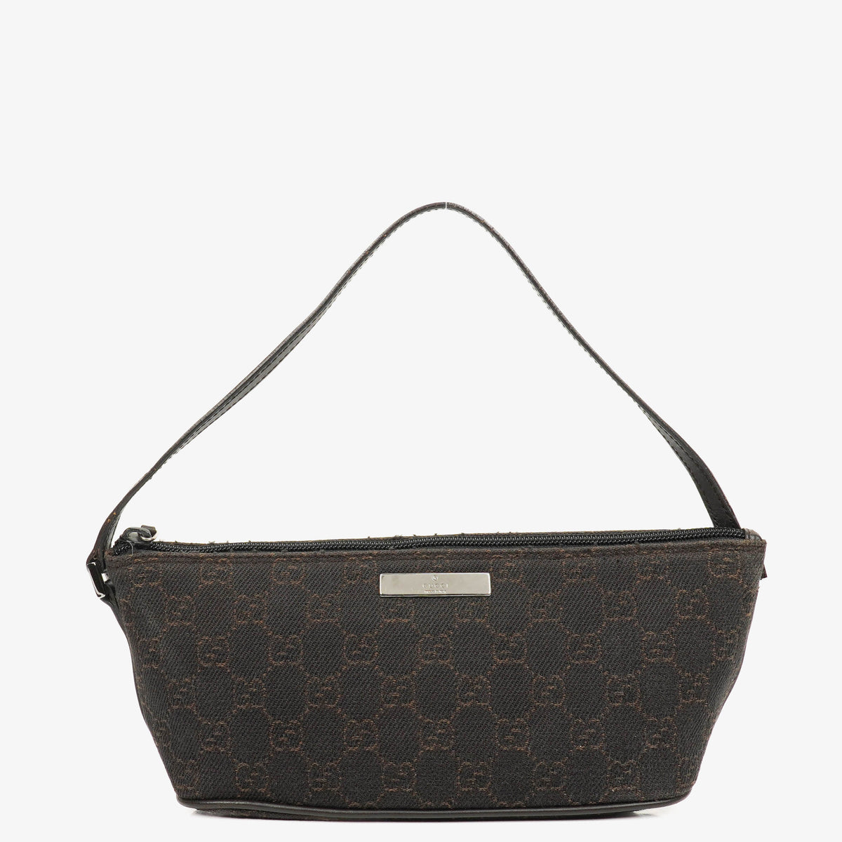Gucci Brown Mini Baguette Pochette Boat GG Monogram Bag