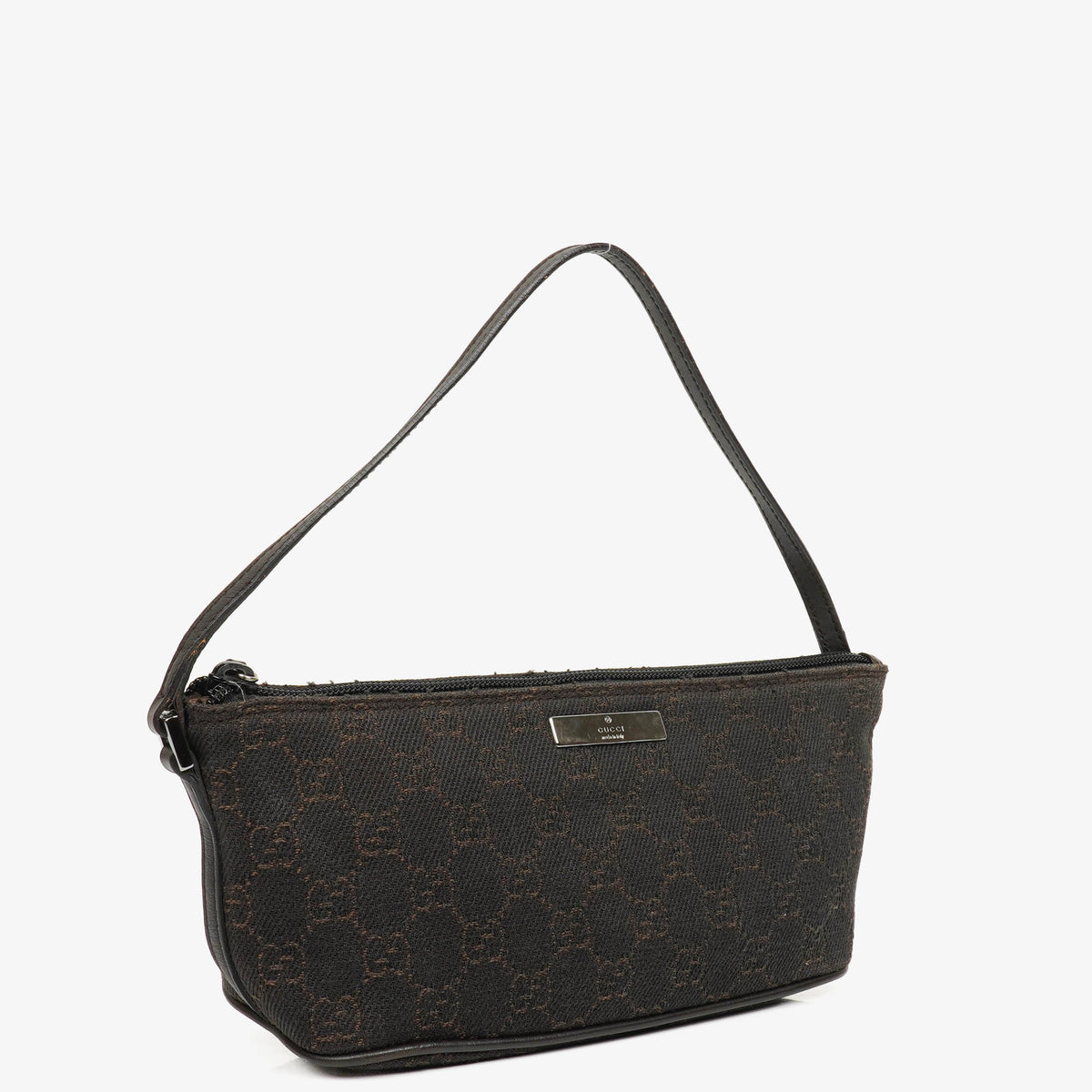 Gucci Brown Mini Baguette Pochette Boat GG Monogram Bag