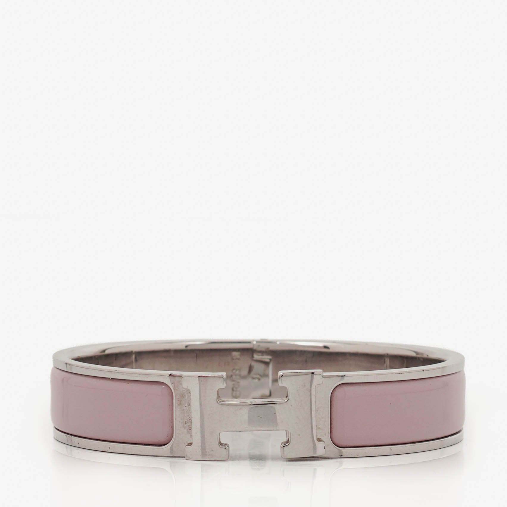 Hermes Pink Enamel Clic H Bracelet