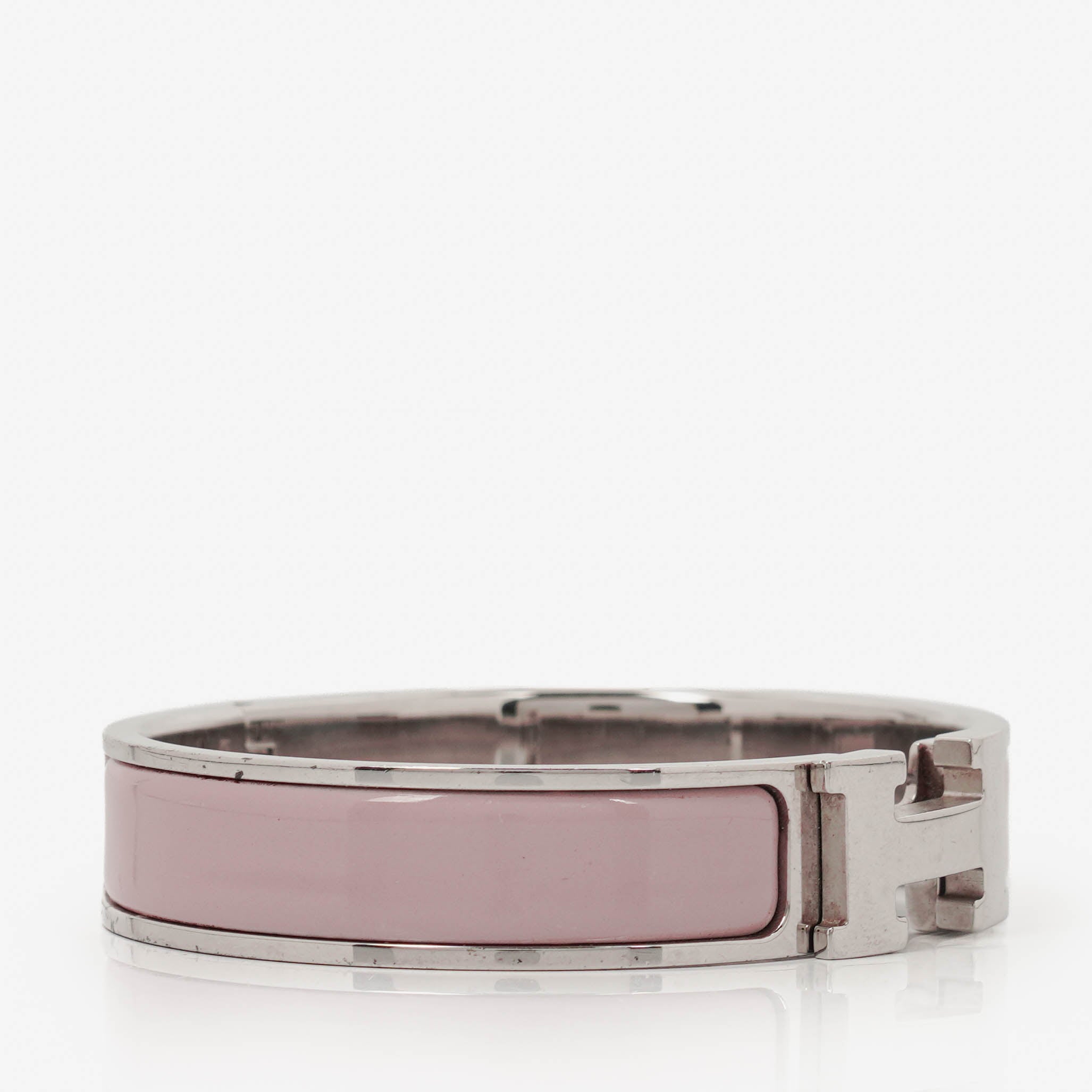 Hermes Pink Enamel Clic H Bracelet