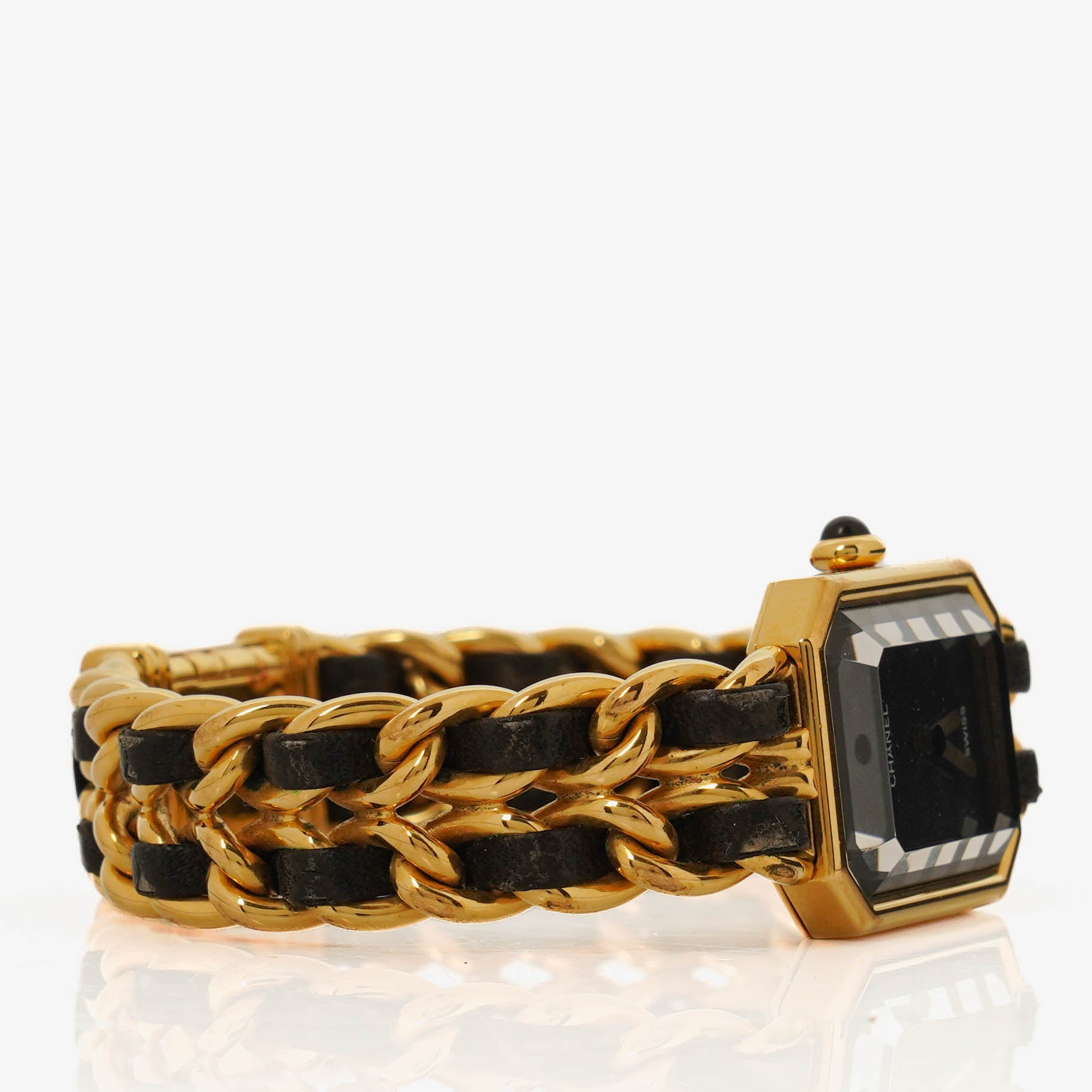 Chanel Stainless Steel Lambskin 20mm Chain Premiere Quartz Watch Gold M