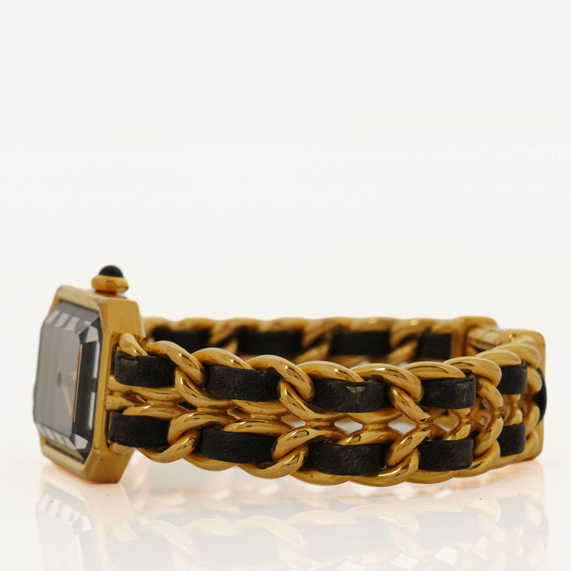 Chanel Stainless Steel Lambskin 20mm Chain Premiere Quartz Watch Gold M