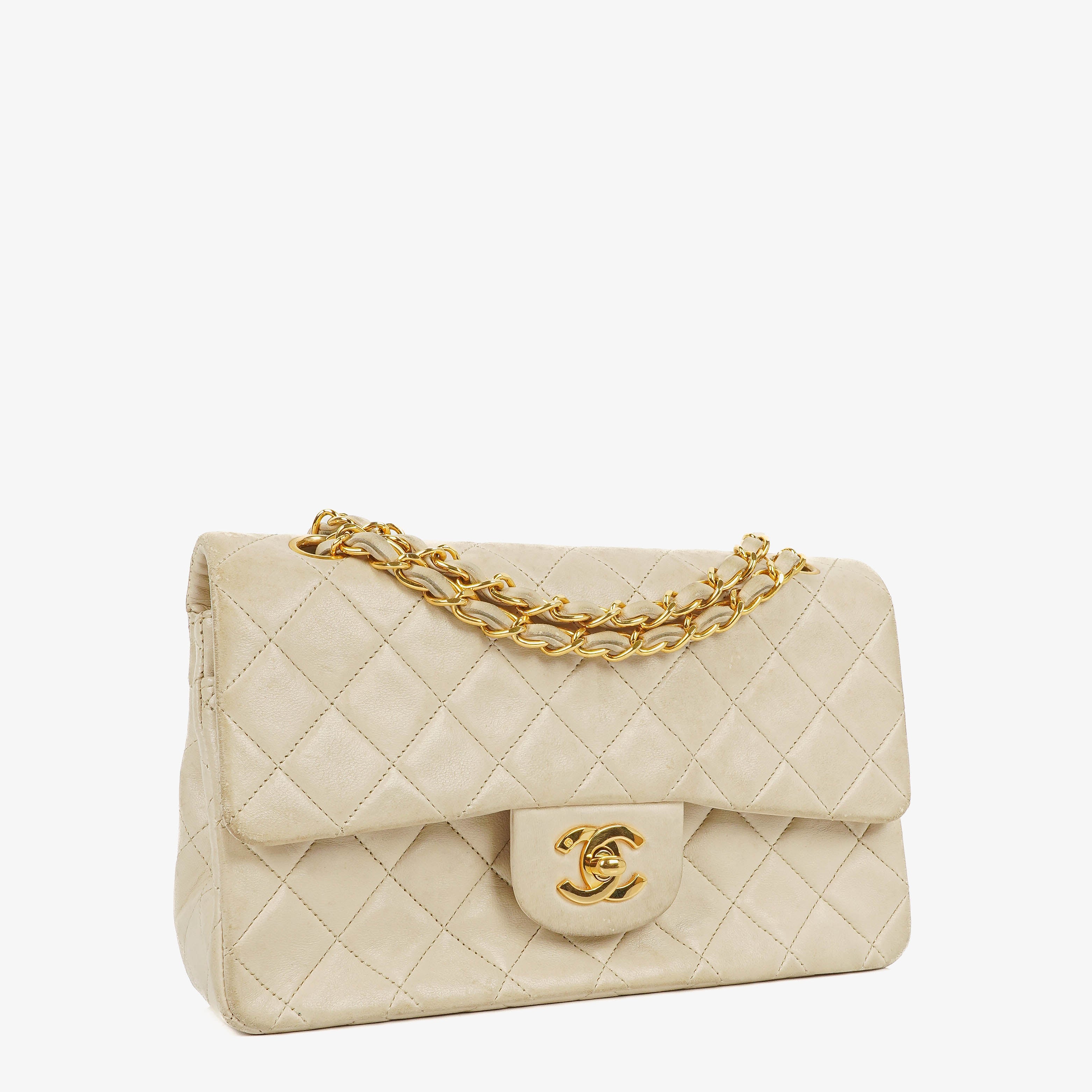 Chanel Small Classic Vintage Double Flap Bag Quilted Lambskin 24K Gold-Plated Hardware