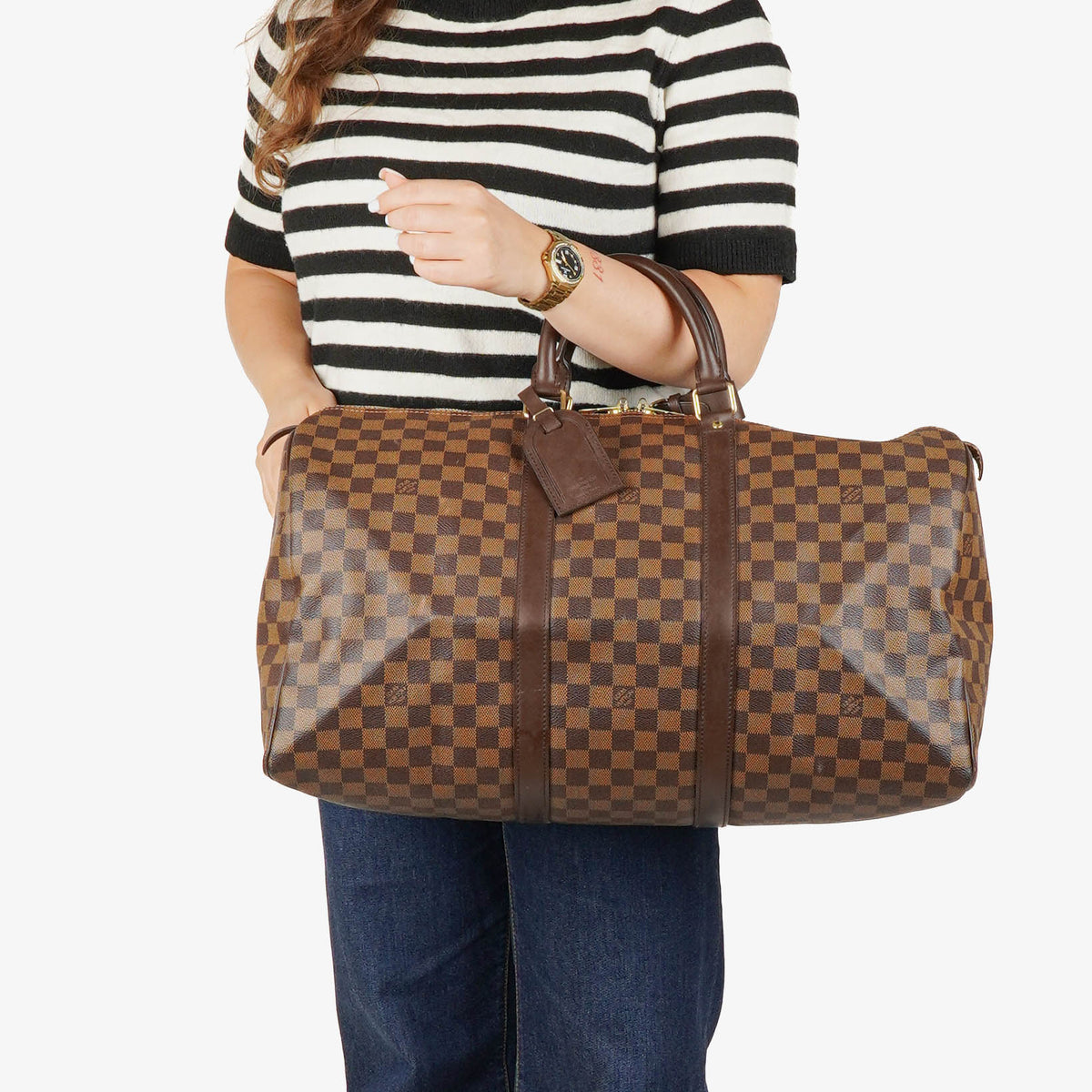 Louis Vuitton Keepall 50 Damier Ebene Travel Bag