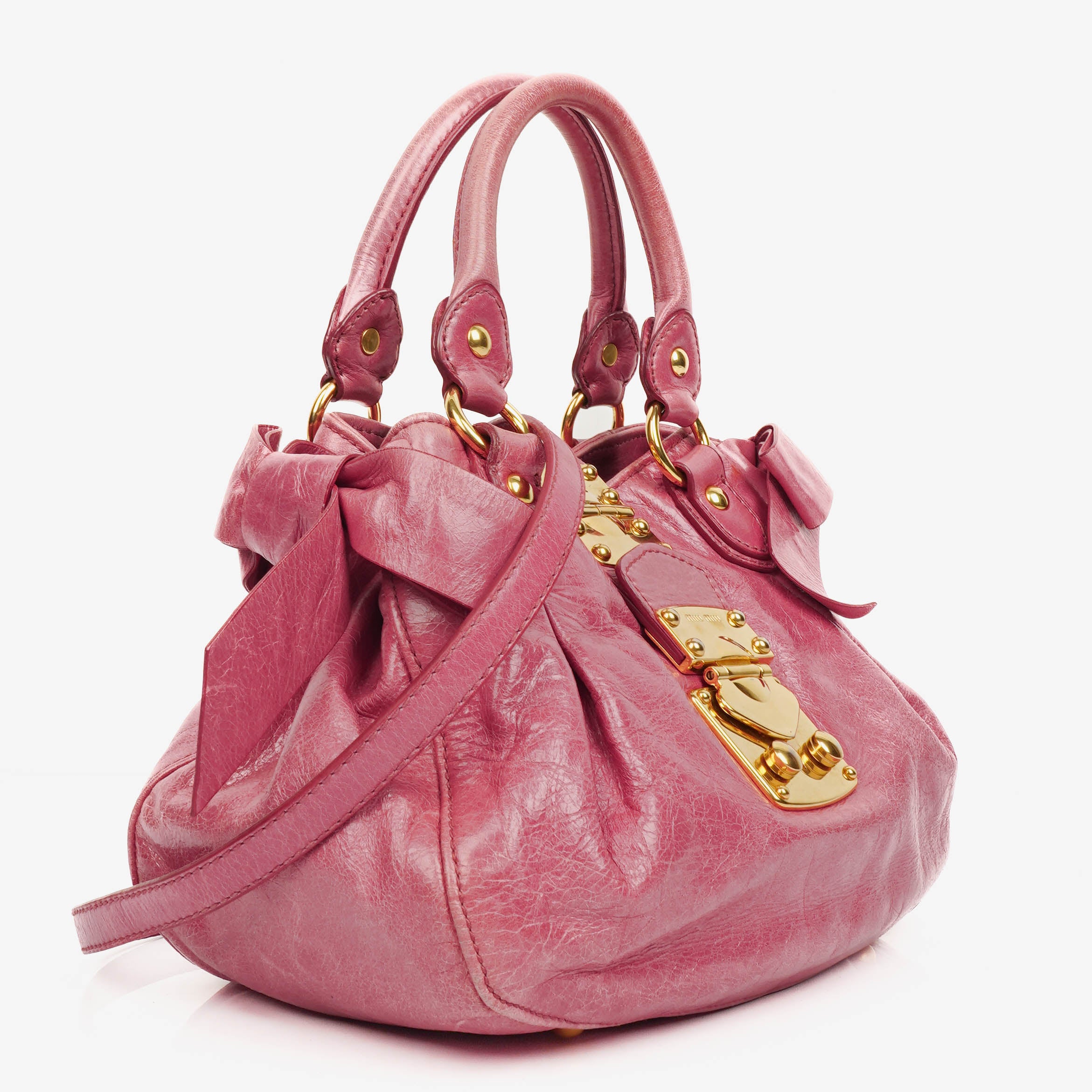 Miu Miu Peonia Vitello Lux Satchel Bow Bag