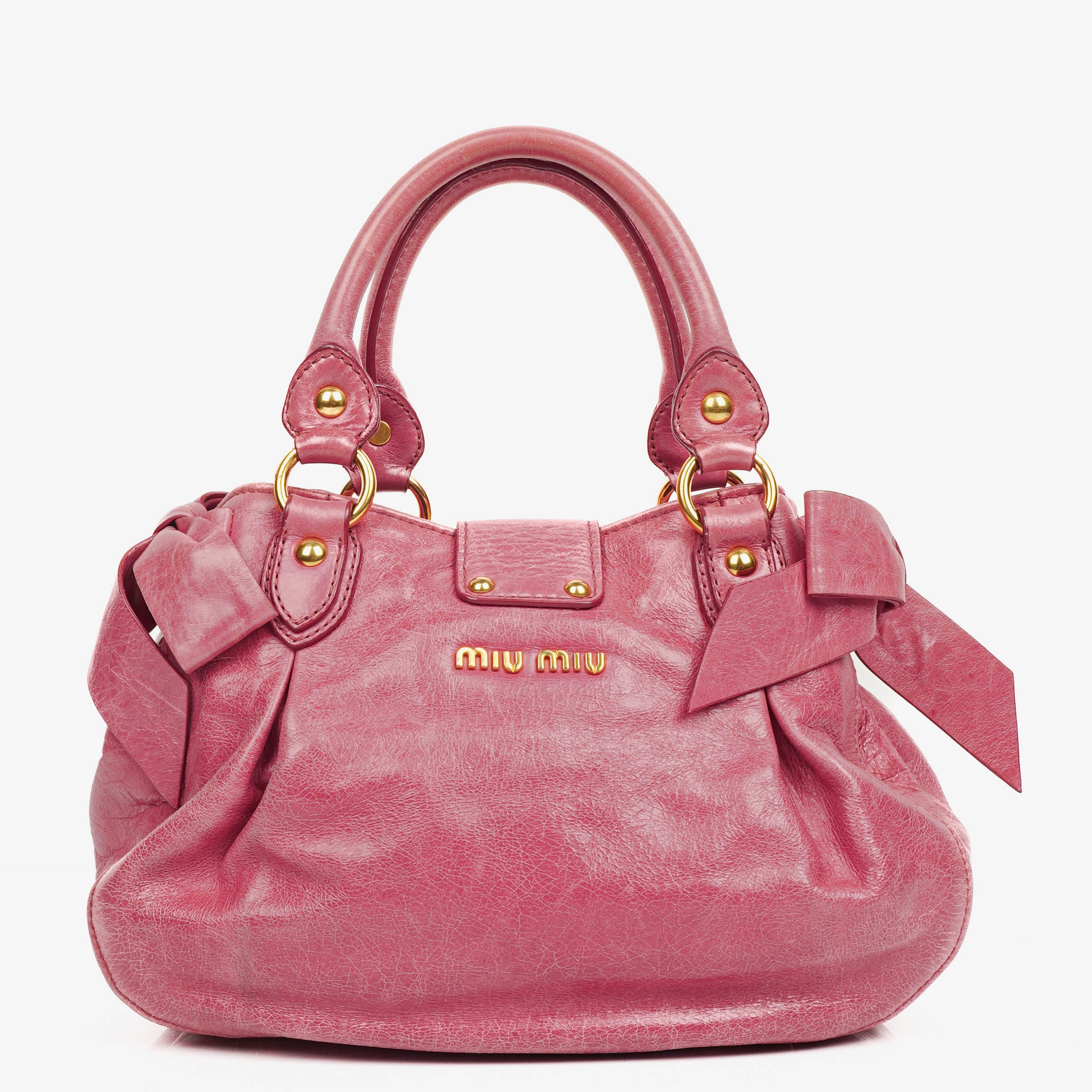 Miu Miu Peonia Vitello Lux Satchel Bow Bag