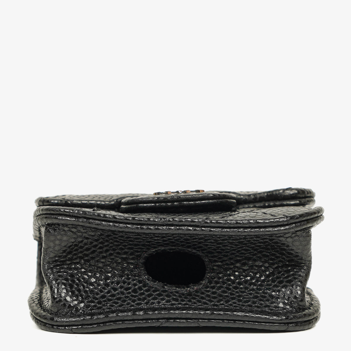 Chanel Airpods Pro Case In Black Caviar Quilted Leather With Silver-Tone Hardware