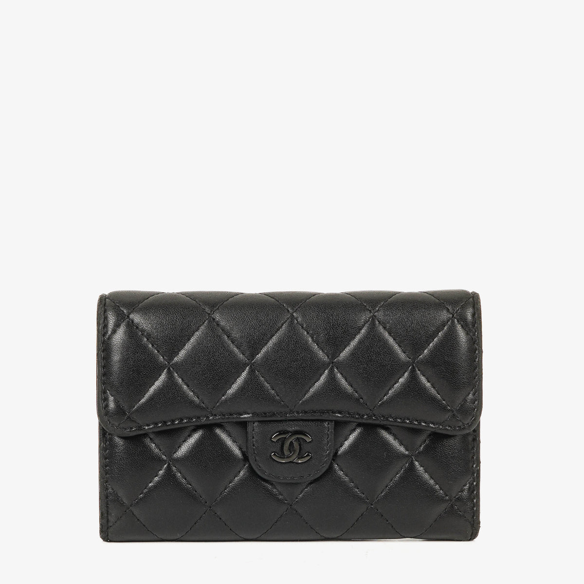 Chanel Card Holder Wallet So Black Lambskin Quilted Flap