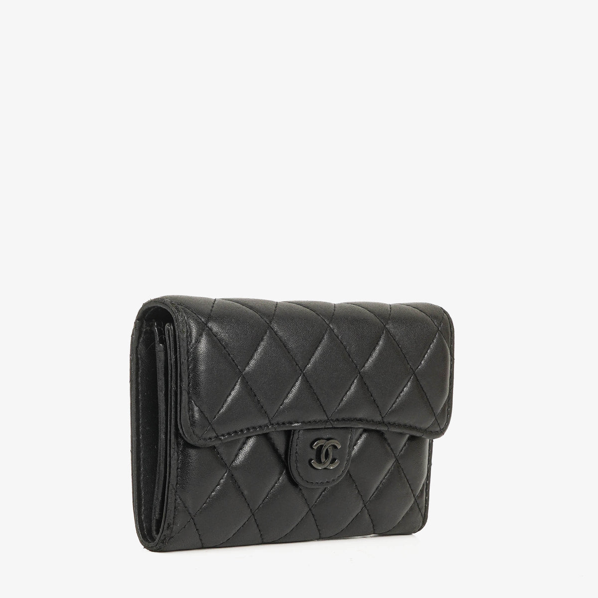 Chanel Card Holder Wallet So Black Lambskin Quilted Flap