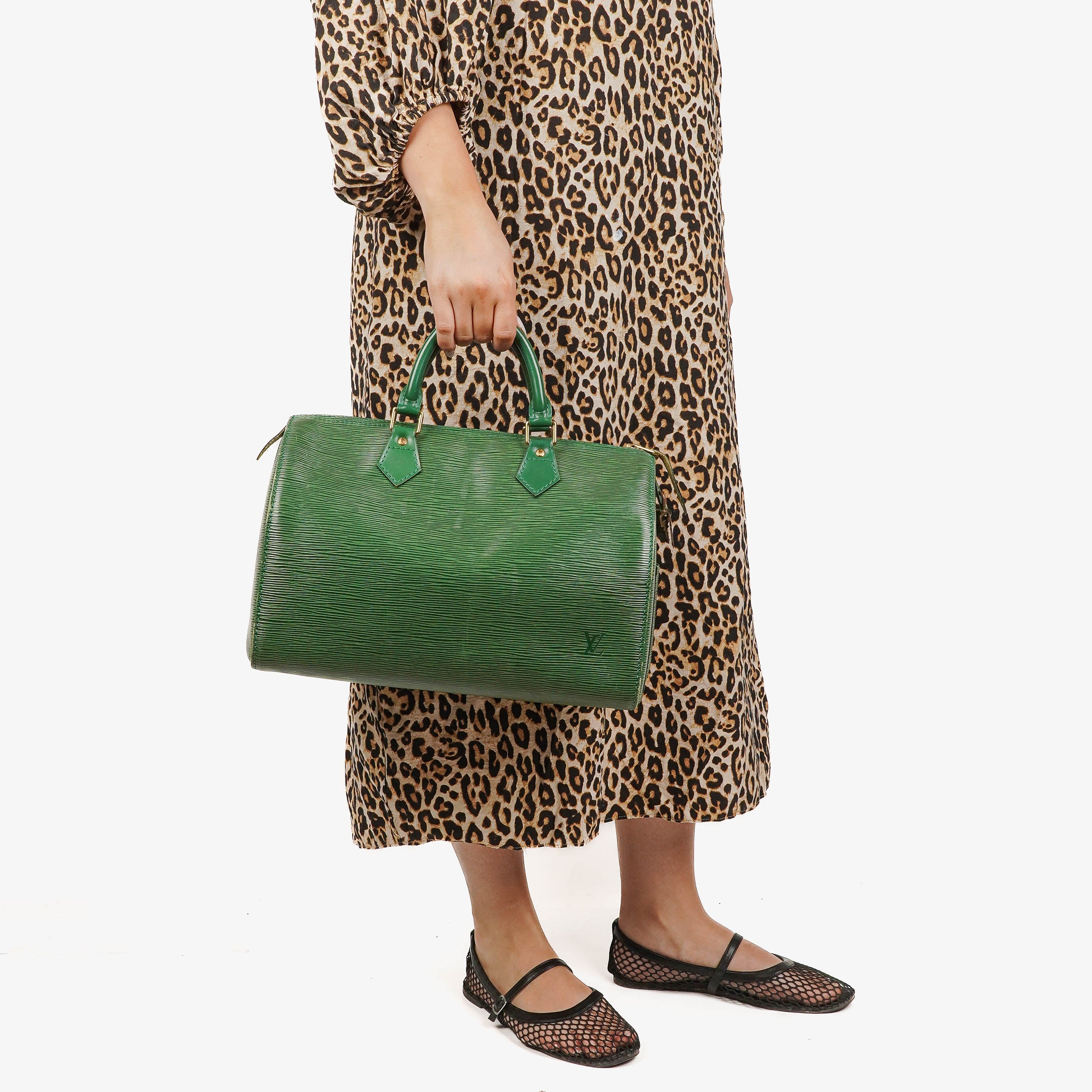 Louis Vuitton Speedy 30 Green EPI Leather Handbag