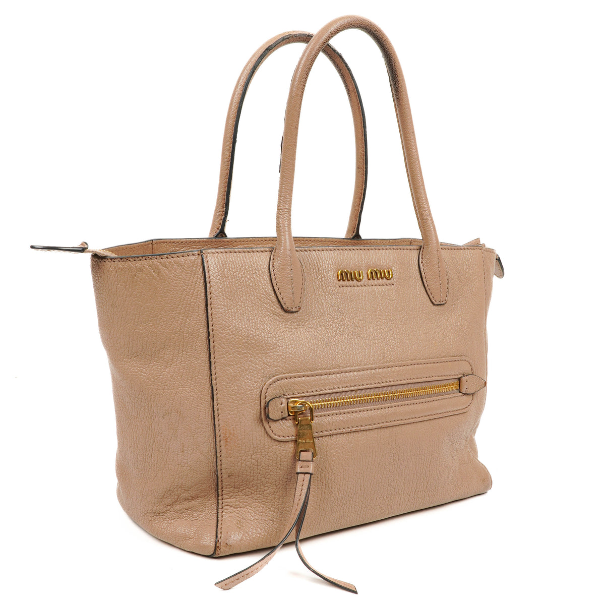 Miu Miu Madras Goatskin Cammeo Tote Bag