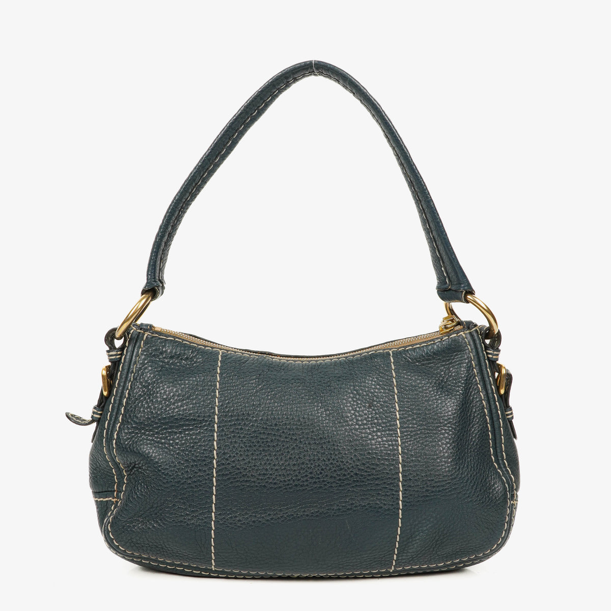 Prada Vitello Daino Dark Blue Leather Shoulder Bag