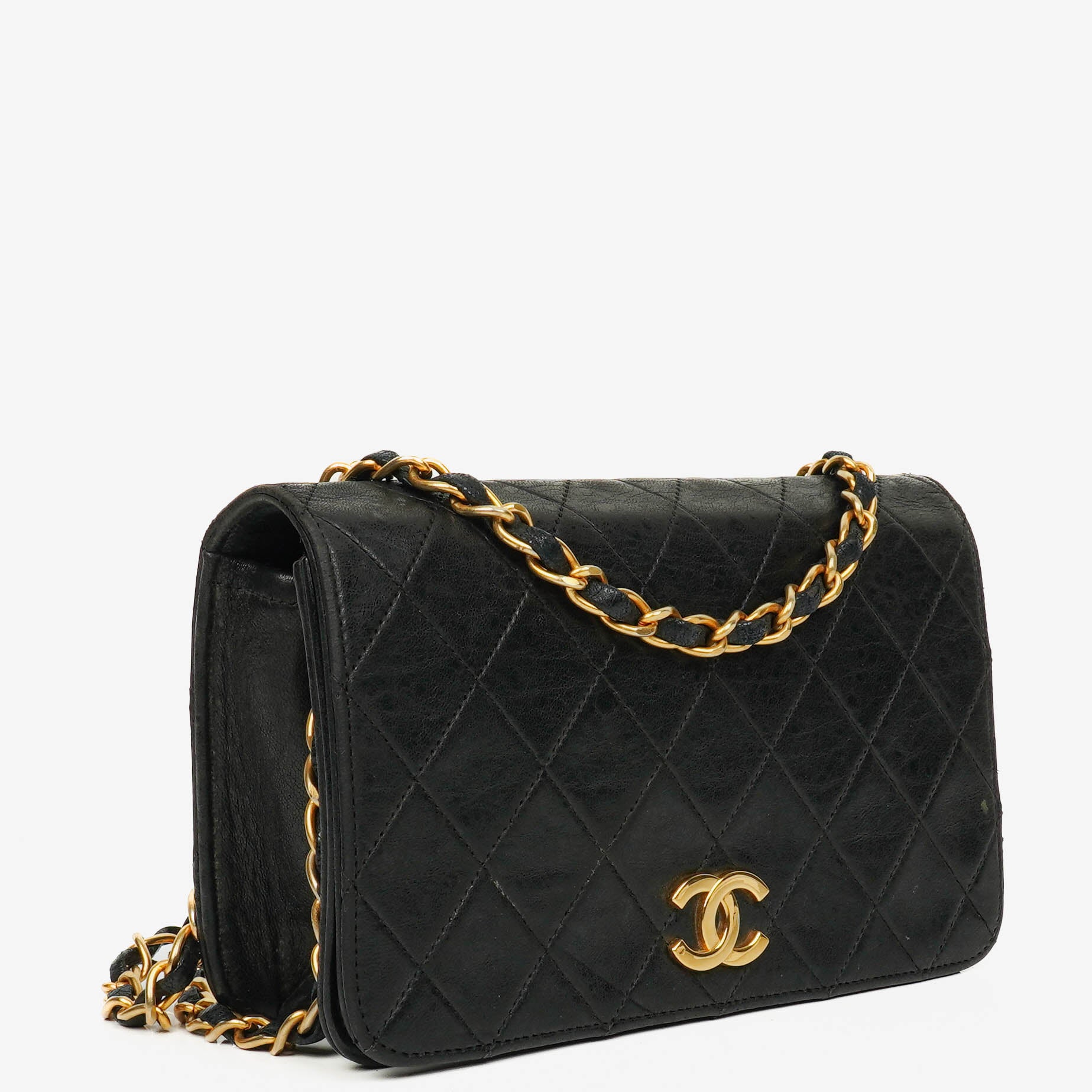 Chanel Classic Full Flap Bag Black Quilted Leather 24K Gold-Plated Hardware