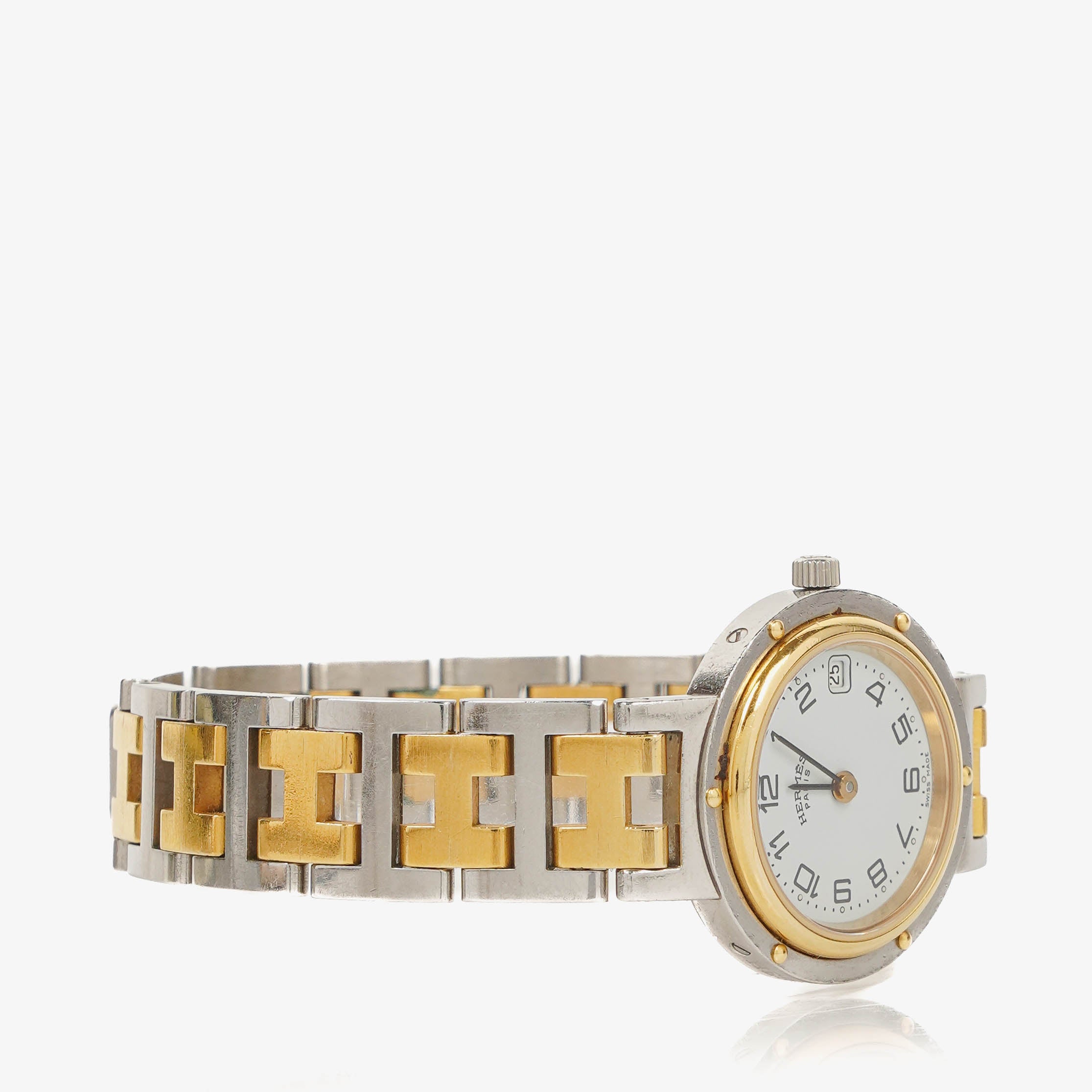 Hermes Clipper Quartz Watch Two- Tone Stainless Steel 