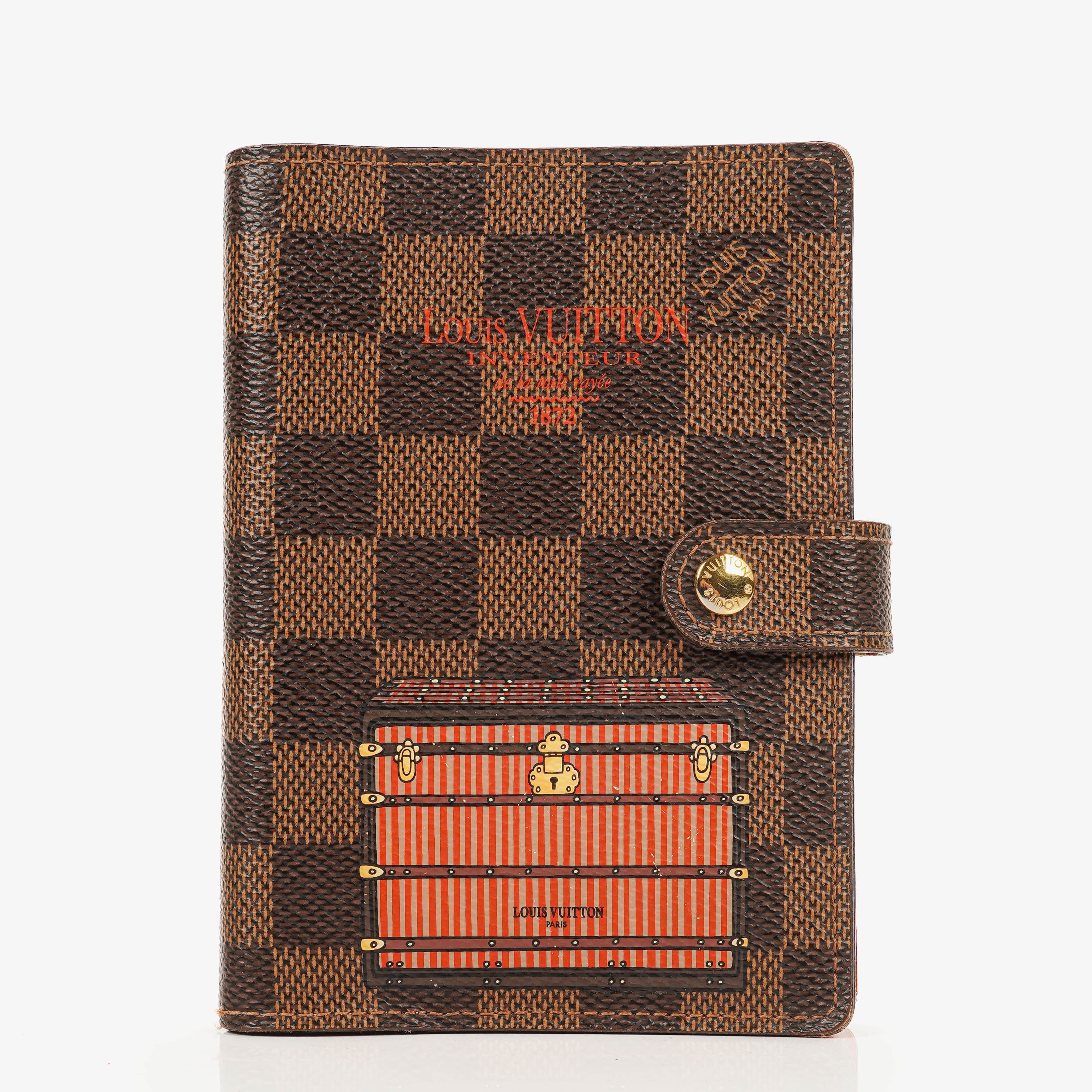 Louis Vuitton Illustre Trunks & Locks Bordeaux Limited Edition Damier Canvas Small Ring Agenda Cover