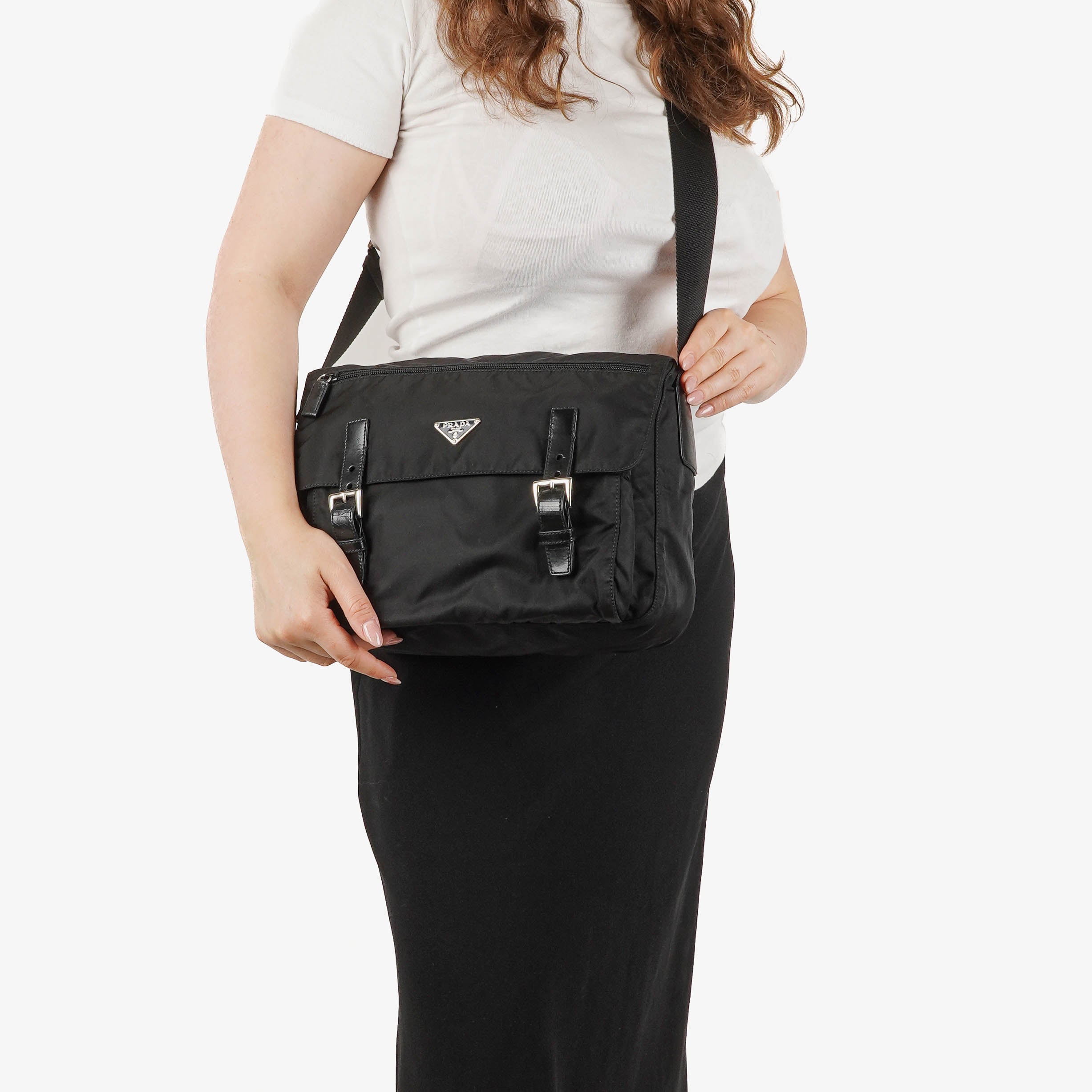 Prada Tessuto Black Nylon Shoulder Bag