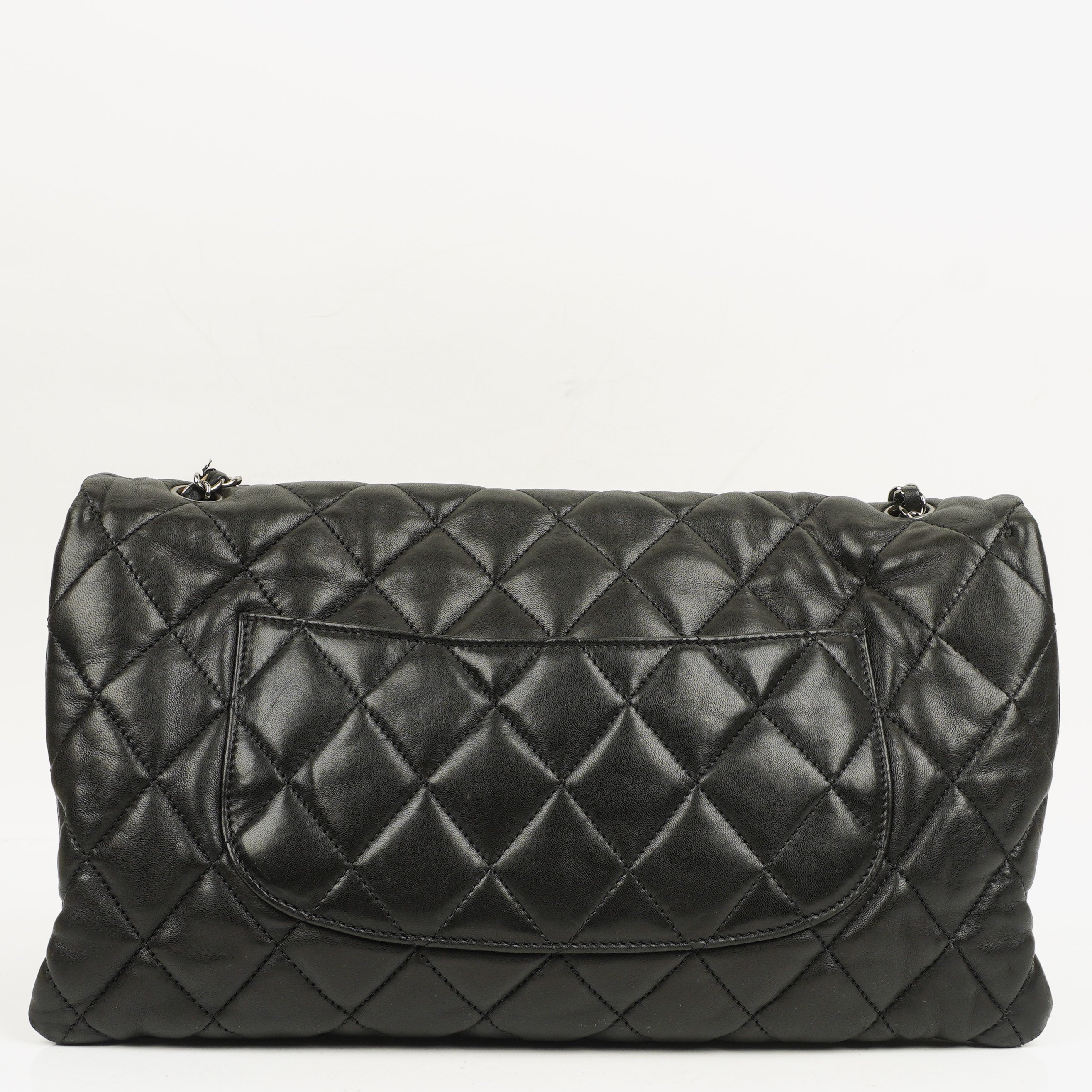 Chanel Black Quilted Lambskin Maxi 3 Accordion Flap Bag
