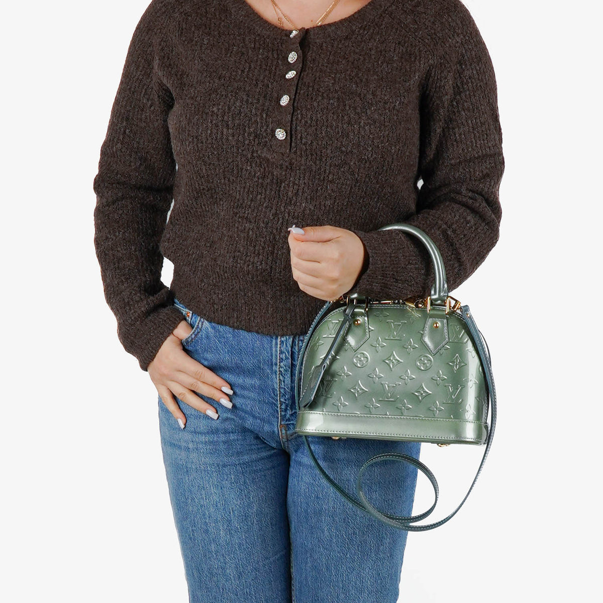 Louis Vuitton Alma BB Givre Monogram Vernis Leather Bag