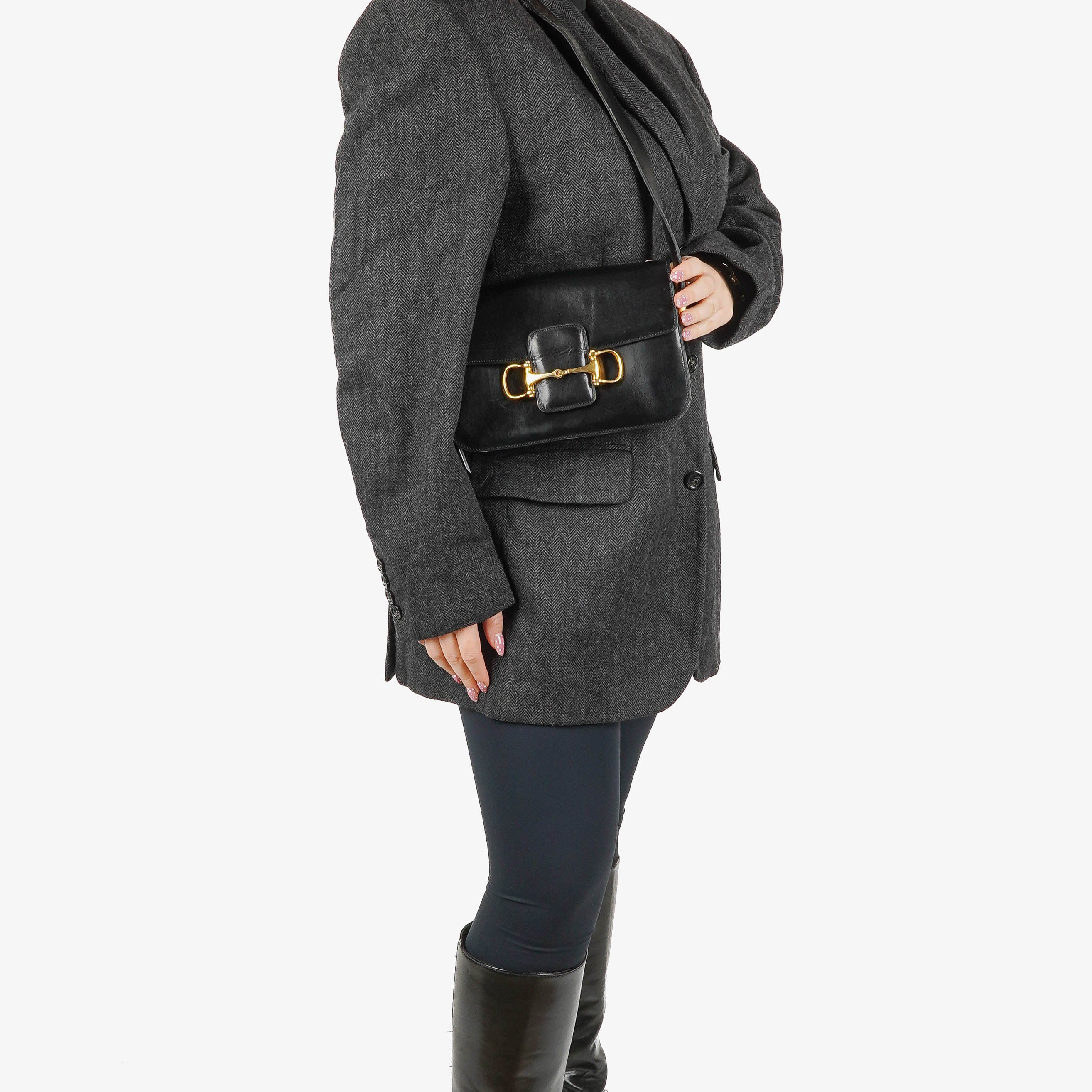 Céline Vintage Crécy Black Leathe Shoulder Bag