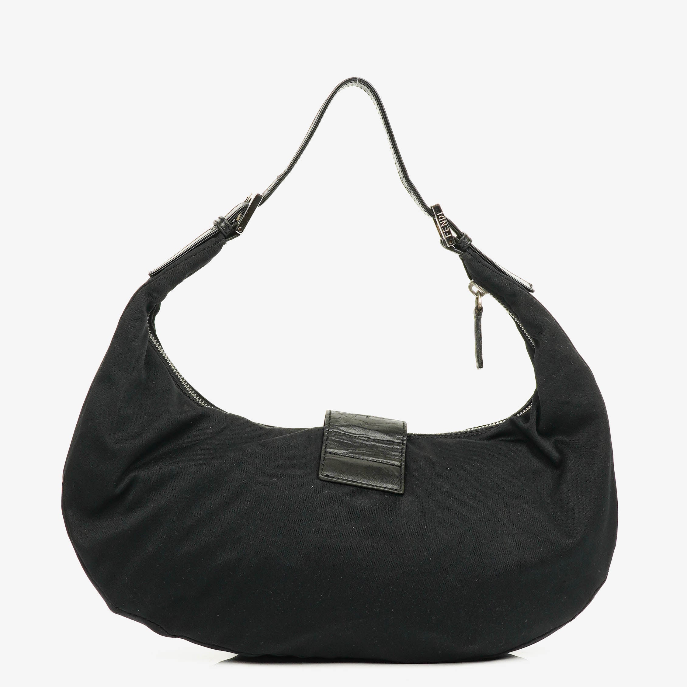 Fendi Fabric Black Croissant Half-Moon Hobo Bag