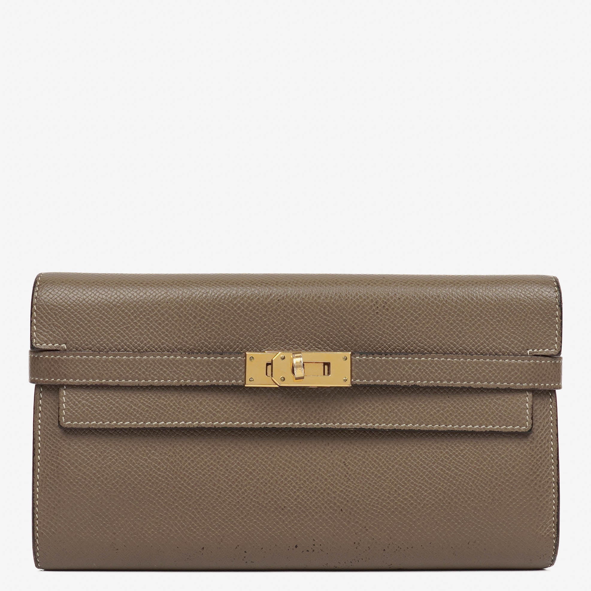 Hermès Kelly Longue Etoupe Epsom Leather Wallet