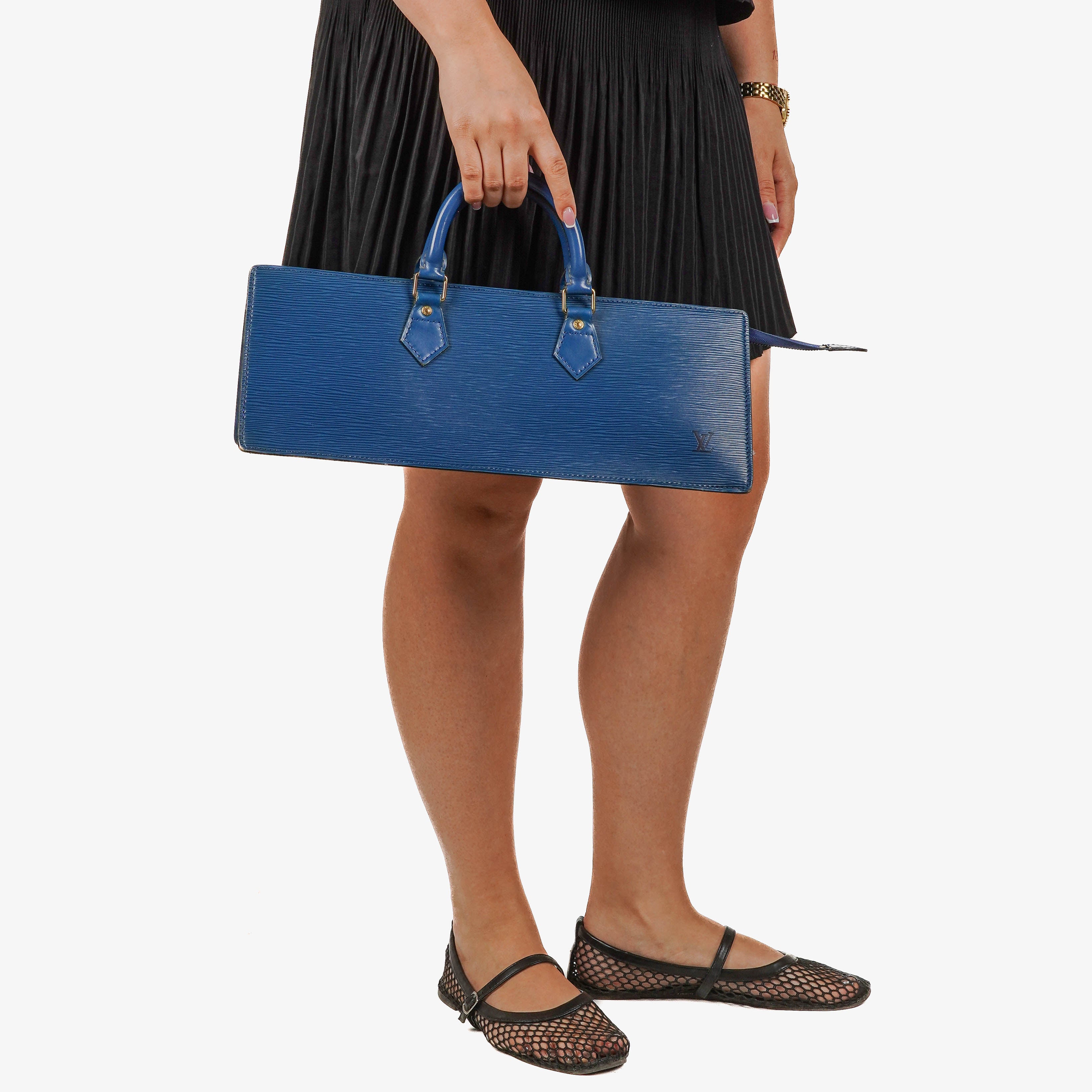 Louis Vuitton Triangle Blue EPI Leather Handbag