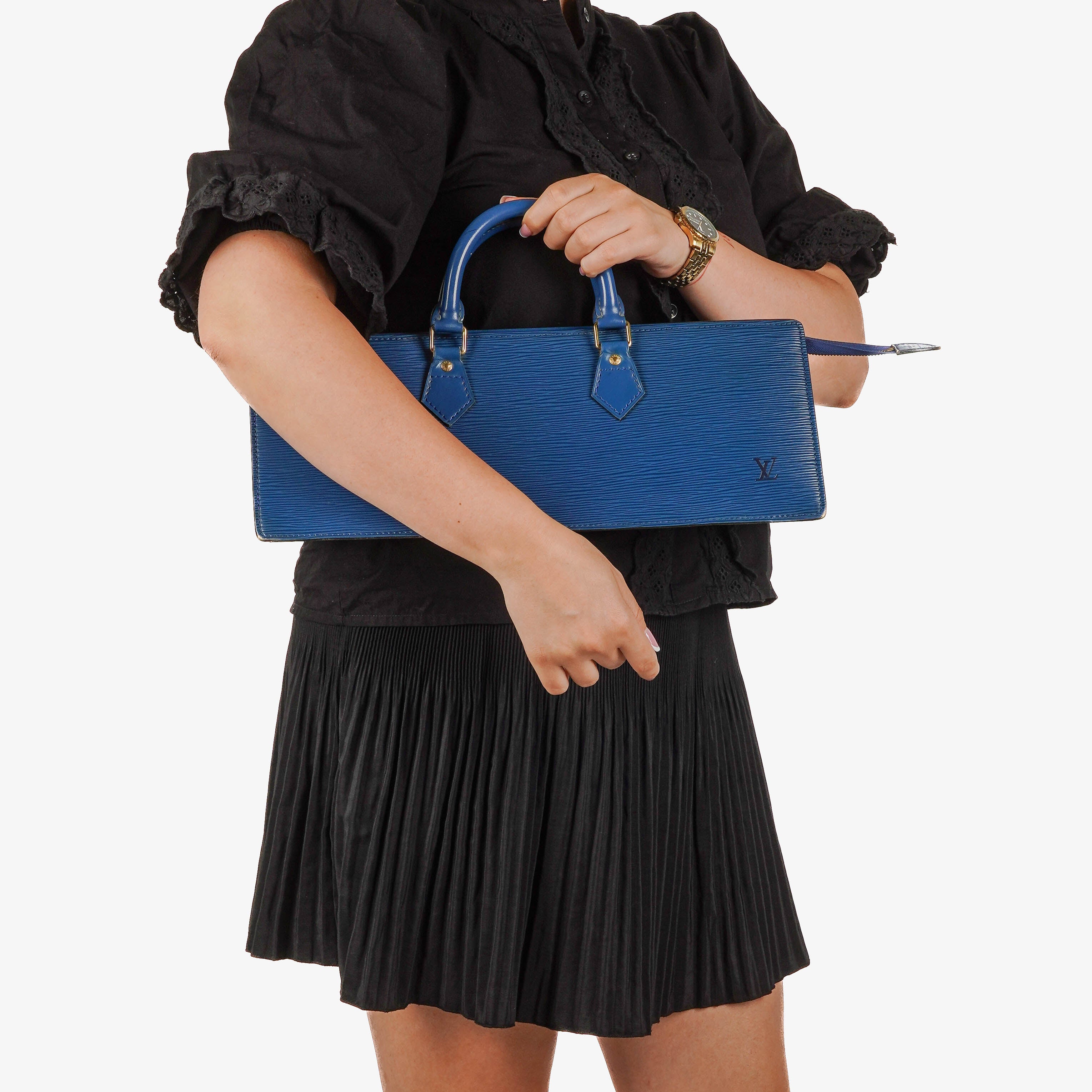 Louis Vuitton Triangle Blue EPI Leather Handbag